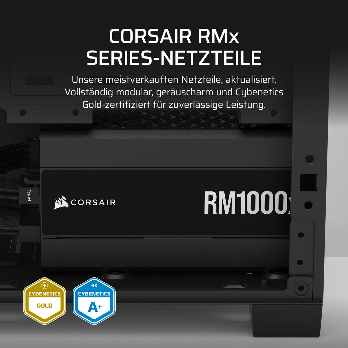 CORSAIR RM1000x Sursă ATX complet modulară, silențioasă – Negru - CP-9020271-EU