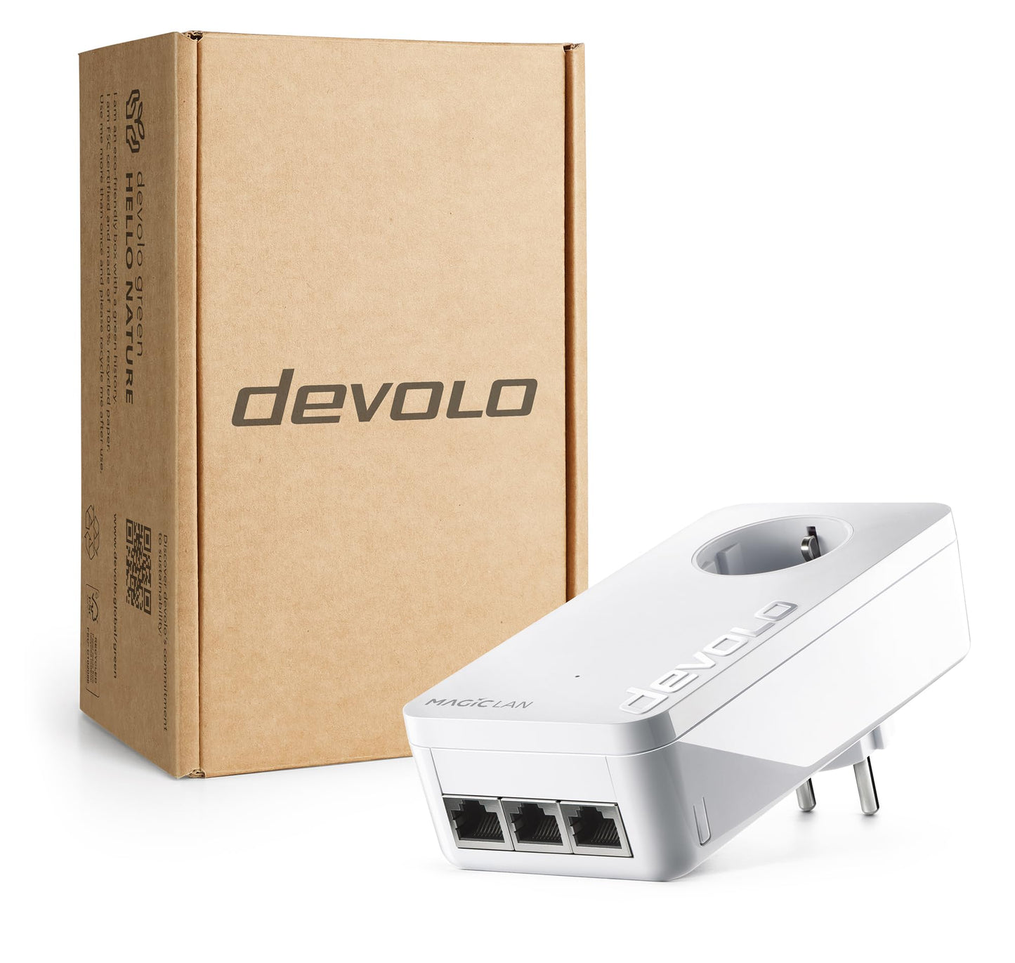 devolo Magic 2 Triple expansion adapter, powerline adapter, up to 2,400 Mbit/s, 3x Gigabit ports, ideal for gaming, dLAN 2.0, white - 8548
