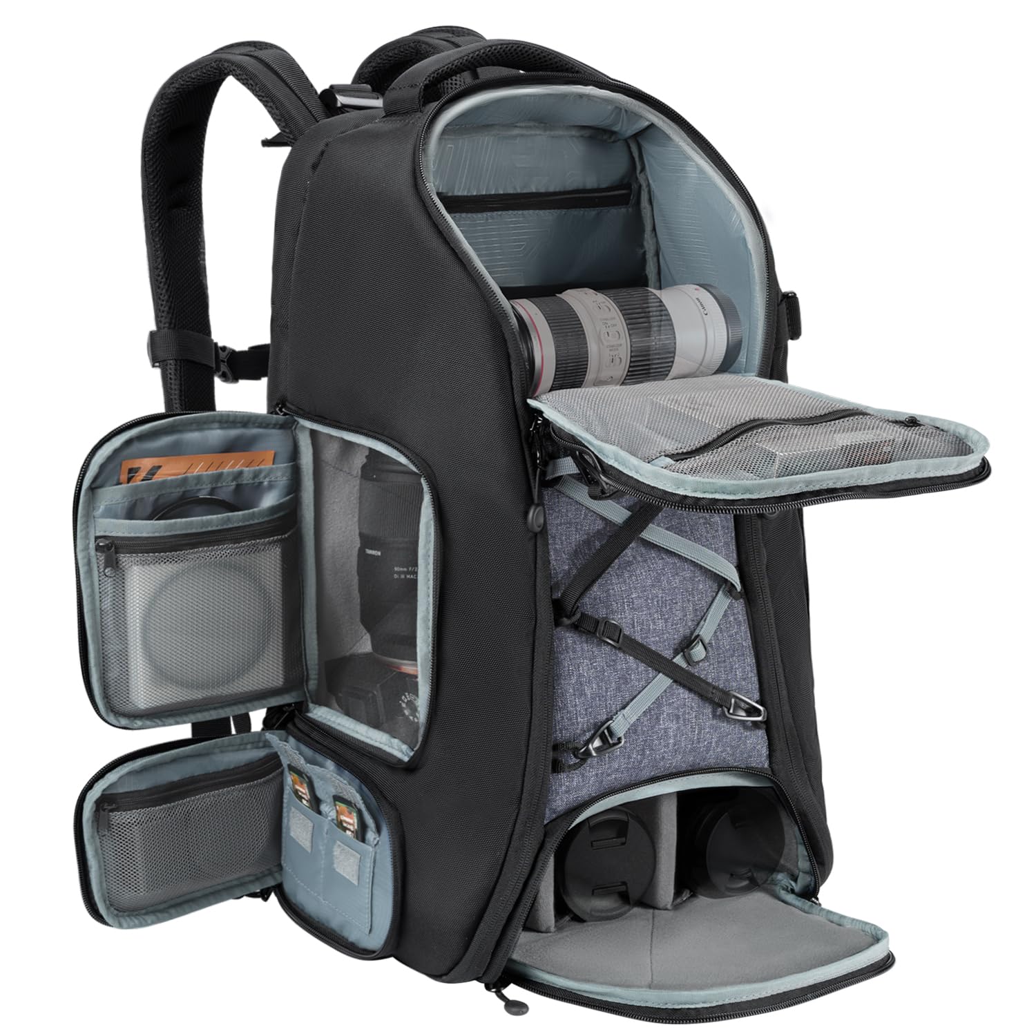 K&F CONCEPT Photo Backpack Large Camera Backpack 30L Waterproof Camera Backpack with Rain Cover for DSLR SLR SLR Cameras Tripods 16 Inch Laptop - KF13.178