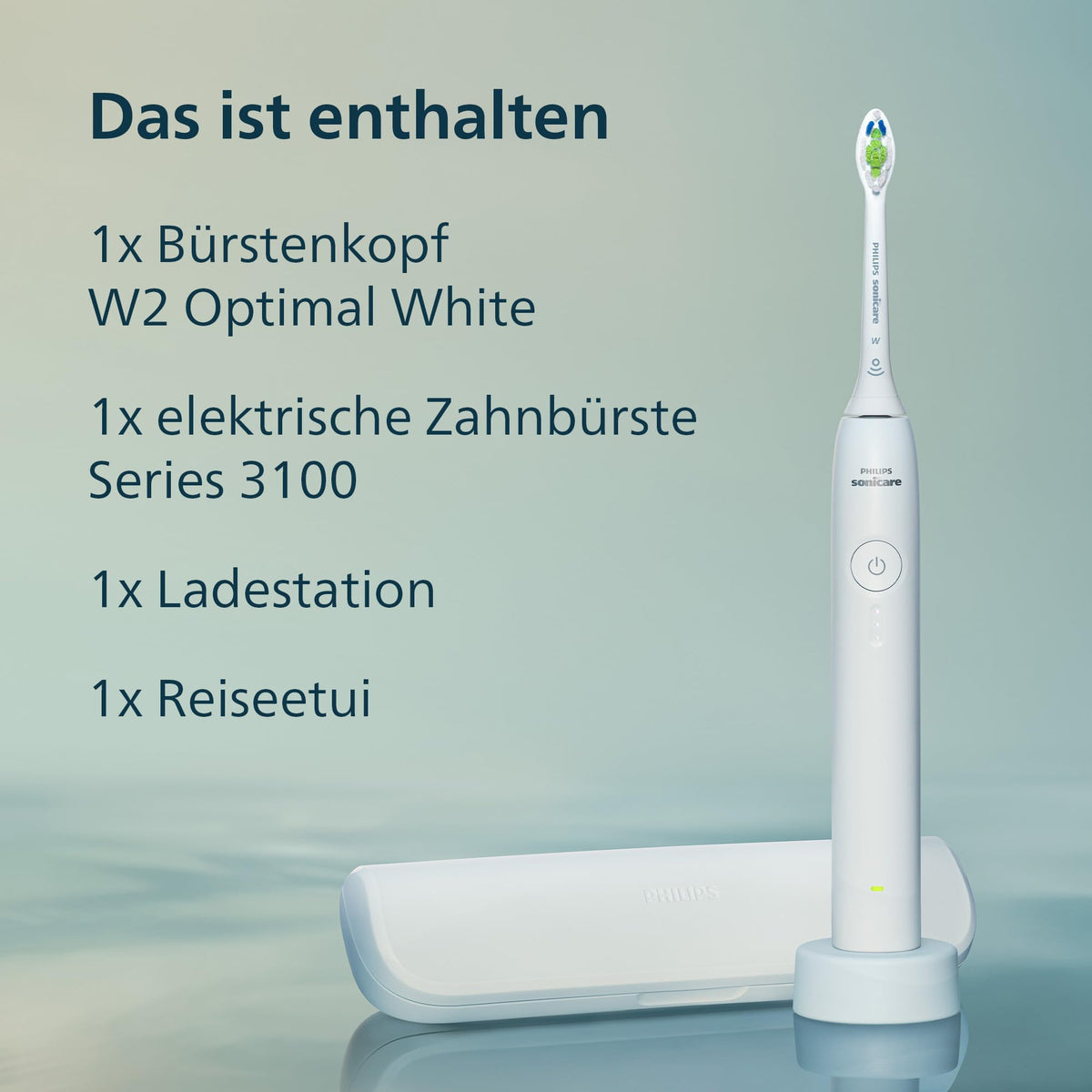 Philips Sonicare Series 3100 Electric Toothbrush – Sonic toothbrush with pressure sensor, three intensity settings, EasyStart, SmarTimer, 14 days battery life, travel case, White, HX4033/21, [New]