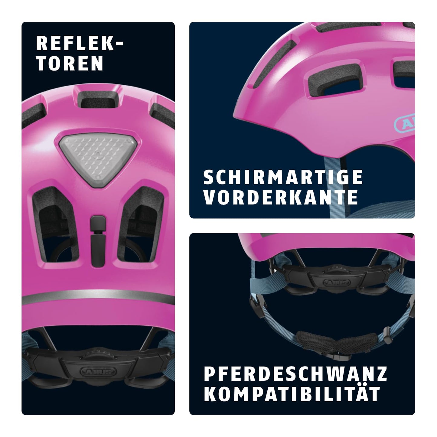 ABUS Youn-I 2.0 bicycle helmet - with light for children, teenagers and young adults - for girls and boys - pink (sparkling), size S - 40164