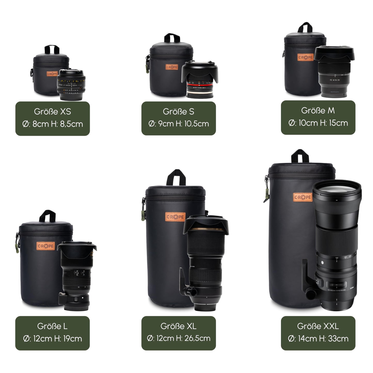 C-Rope waterproof lens bag with waterproof zipper - protective bag for camera lenses - premium lens bag - XS - CRP-PLB-XS-BLK