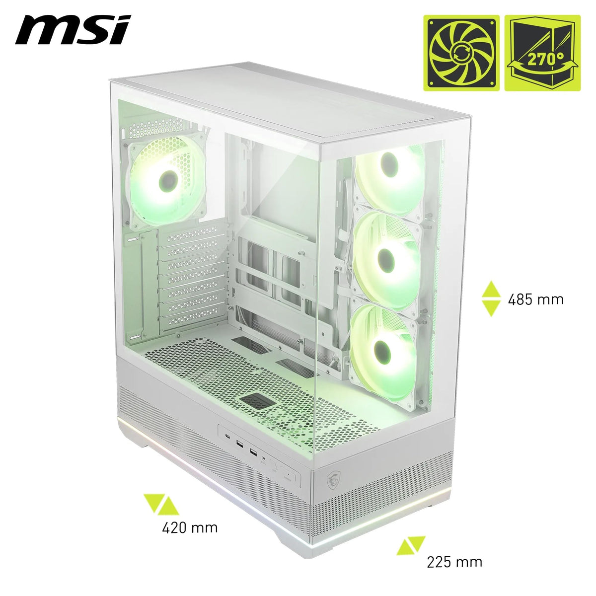 MSI MAG Pano 110R PZ White – Mid-Tower Gaming PC Case - 306-7G28W21-JA4