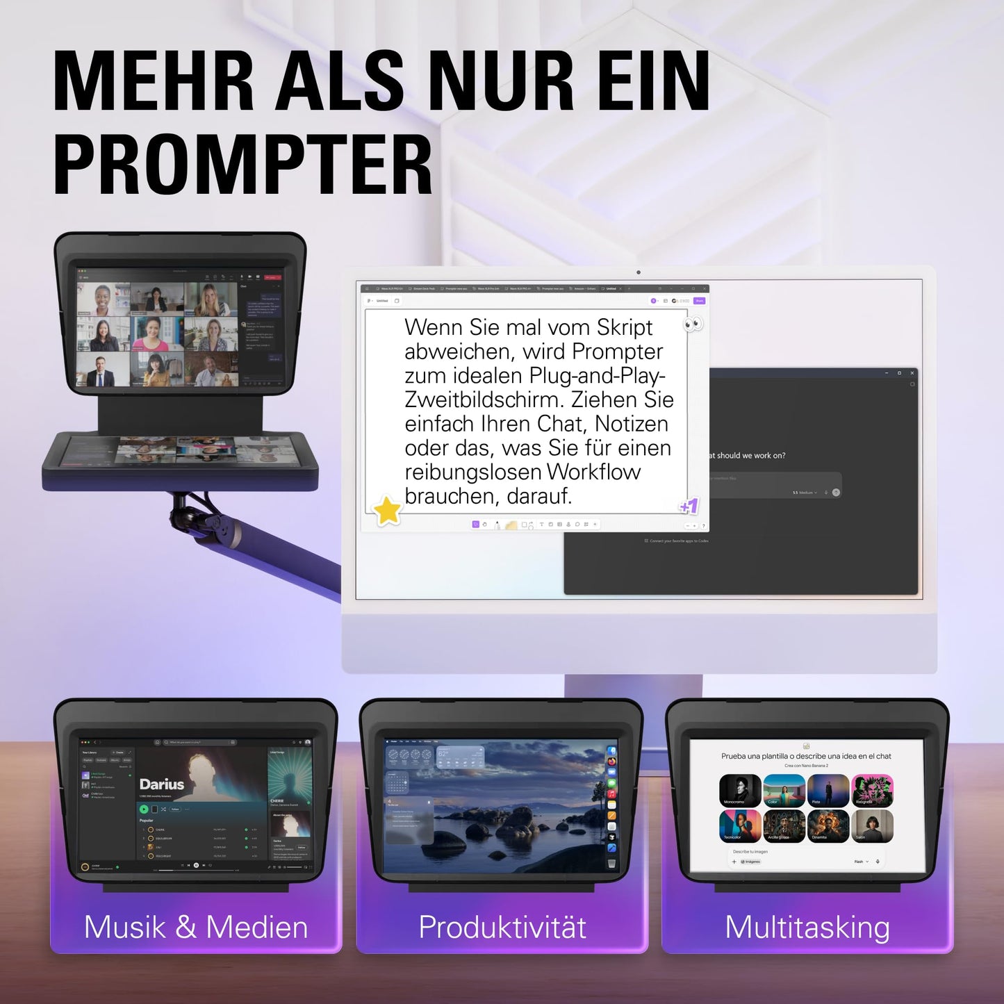 Elgato Prompter, teleprompter with integrated screen - 20WAD9901