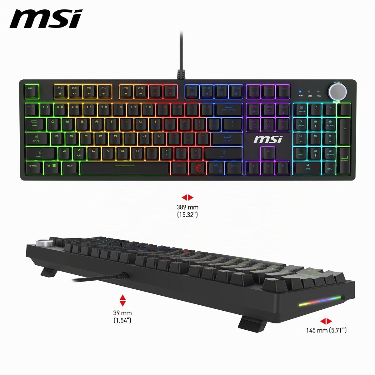 MSI Forge GK320 - RED SWITCHES FR-Layout Mechanical Gaming Keyboard - Mechanical red (linear) switches, hot-swappable, magnetic cover, ergonomic keycaps, non-slip bottom - S11-04FR255-HH9