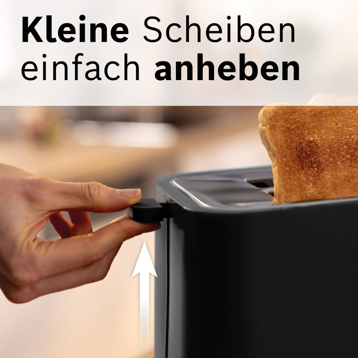 Bosch Compact Toaster MyMoment TAT3M123, removable foldable bun warmer, with defrost function, automatic shut-off, lift function, bread centering, ideal for 2 slices, 800 Watts, matte black
