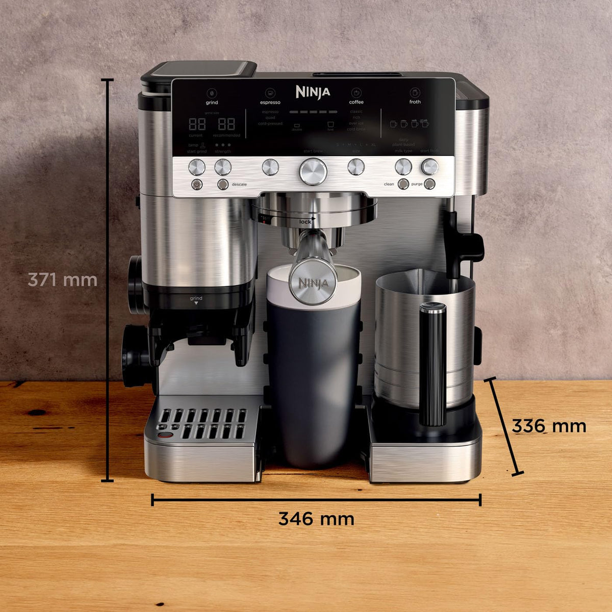Ninja Luxe Premier 3-in-1 Coffee Machine with Grinder, Silver, ES601EU