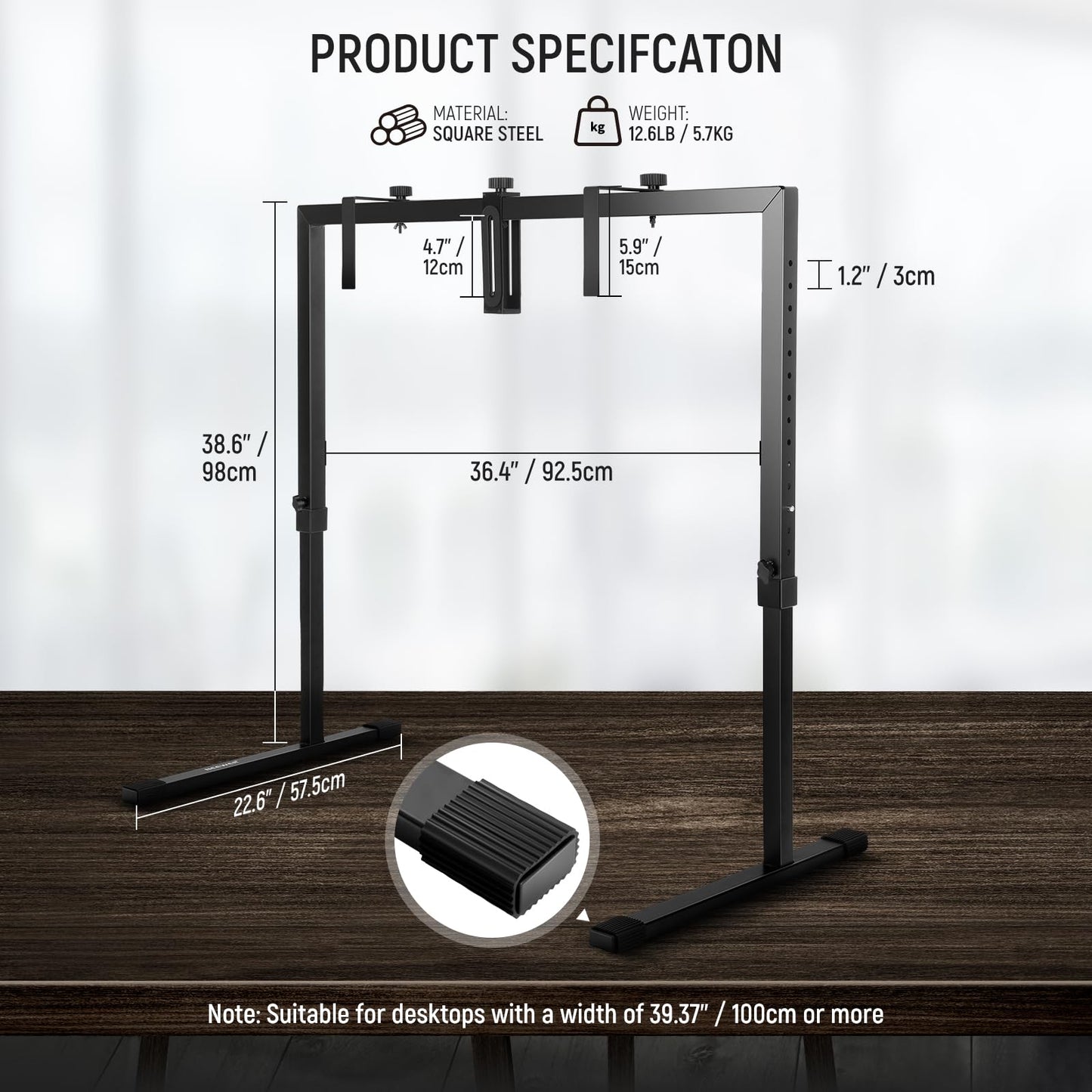 NEEWER Overhead Camera Mount for Top-Down Shooting, Steel Table Top, Multiple Mounting Platform for Flatlay Photography Light Cooking Drawing Crafts, for Tables≥1m Length ST100