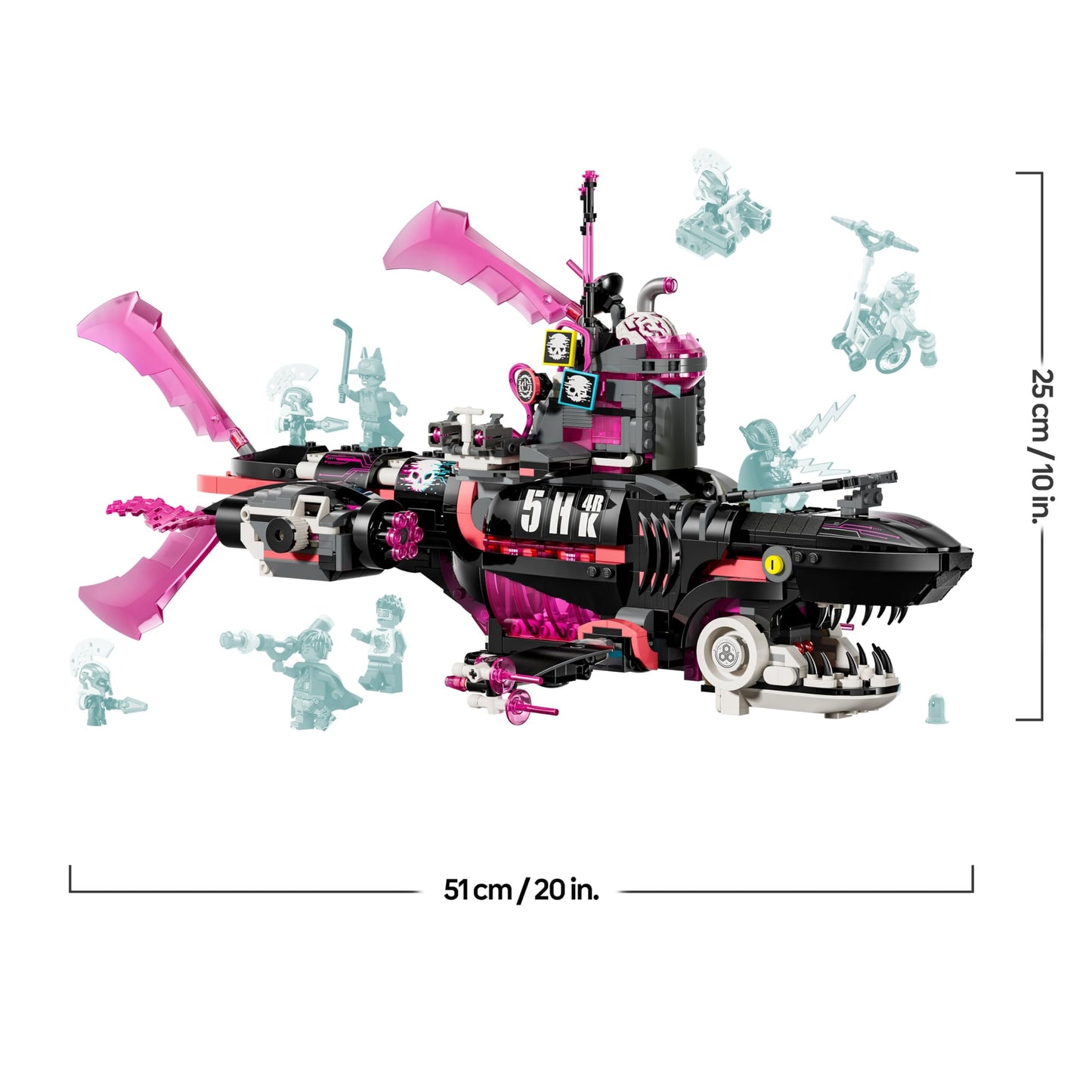 LEGO DREAMZzz Nightmare Shark Submarine - Modular set with 2 building options, 2 removable aircraft and 5 minifigures, including Mateo and Astrid - Gift for girls and boys aged 9 and up - 71500