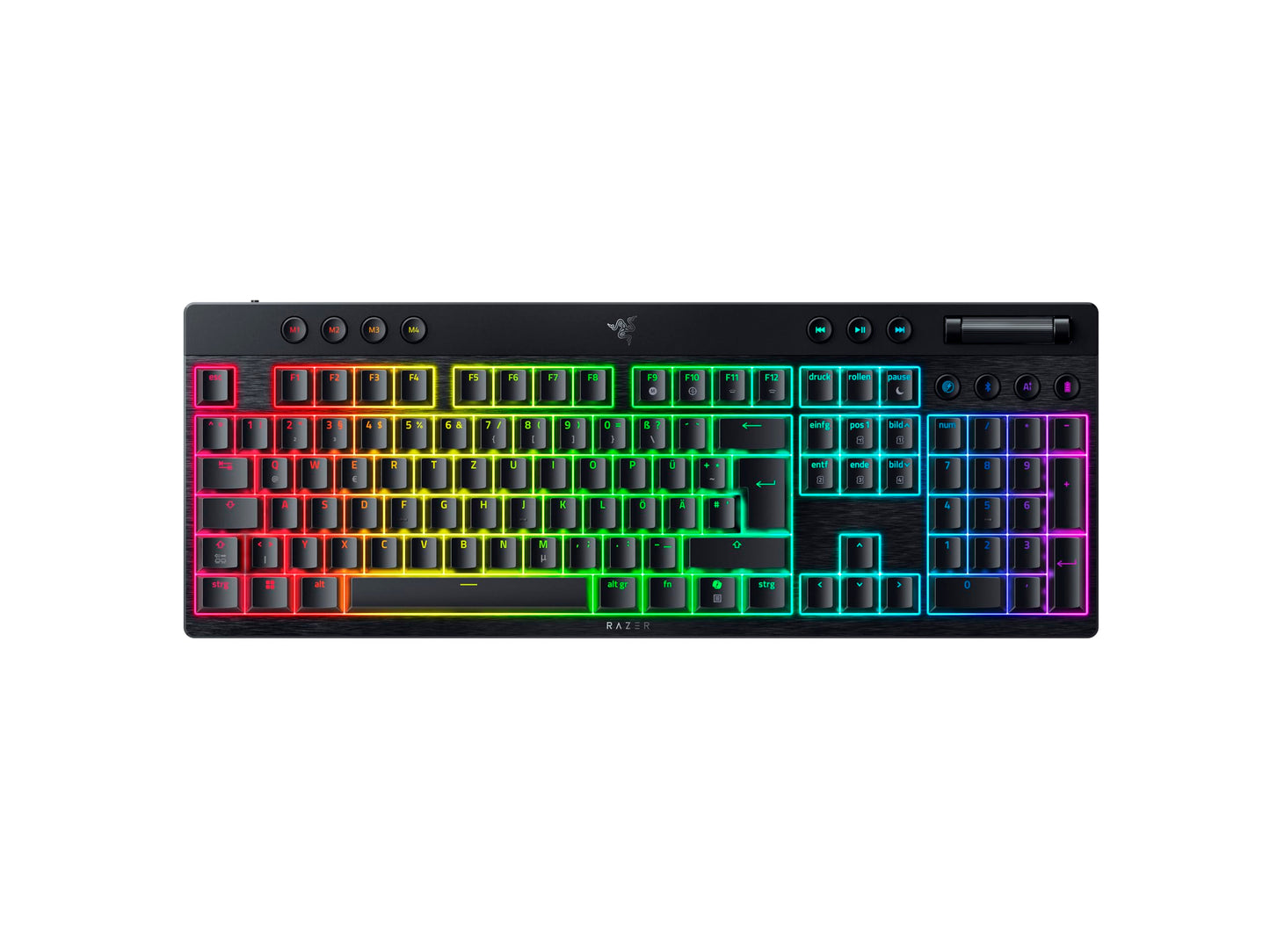 Razer BlackWidow V4 Low-Profile HyperSpeed - Wireless, Flat Mechanical Gaming Keyboard - HyperSpeed Wireless & BT - Multi Knob & 11 Function Keys - Orange Switches | QWERTZ DE layout - RZ03-05271100-R3G1