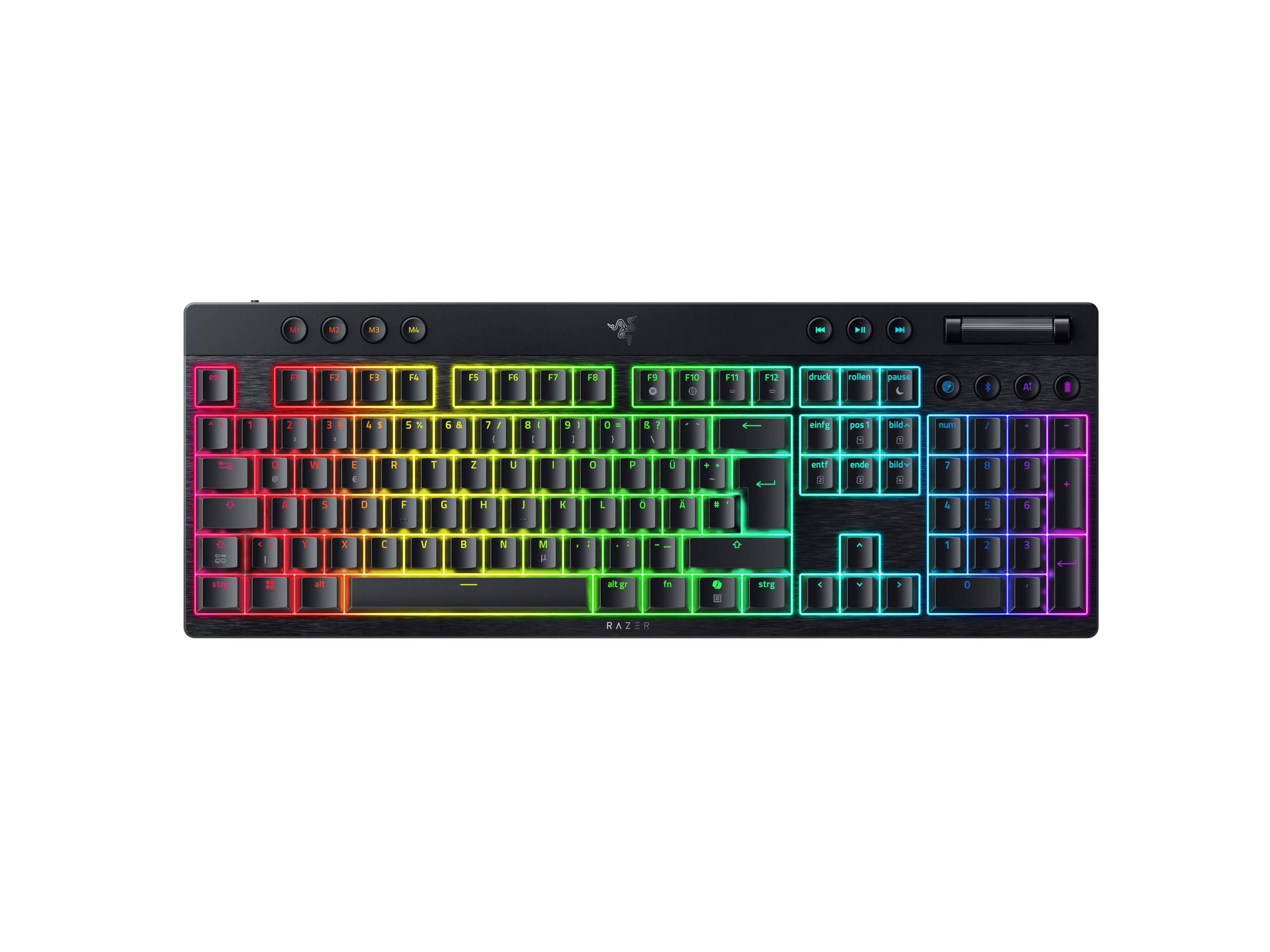 Razer BlackWidow V4 Low-Profile HyperSpeed - Wireless, Flat Mechanical Gaming Keyboard - HyperSpeed Wireless & BT - Multi Knob & 11 Function Keys - Orange Switches | QWERTZ DE layout - RZ03-05271100-R3G1