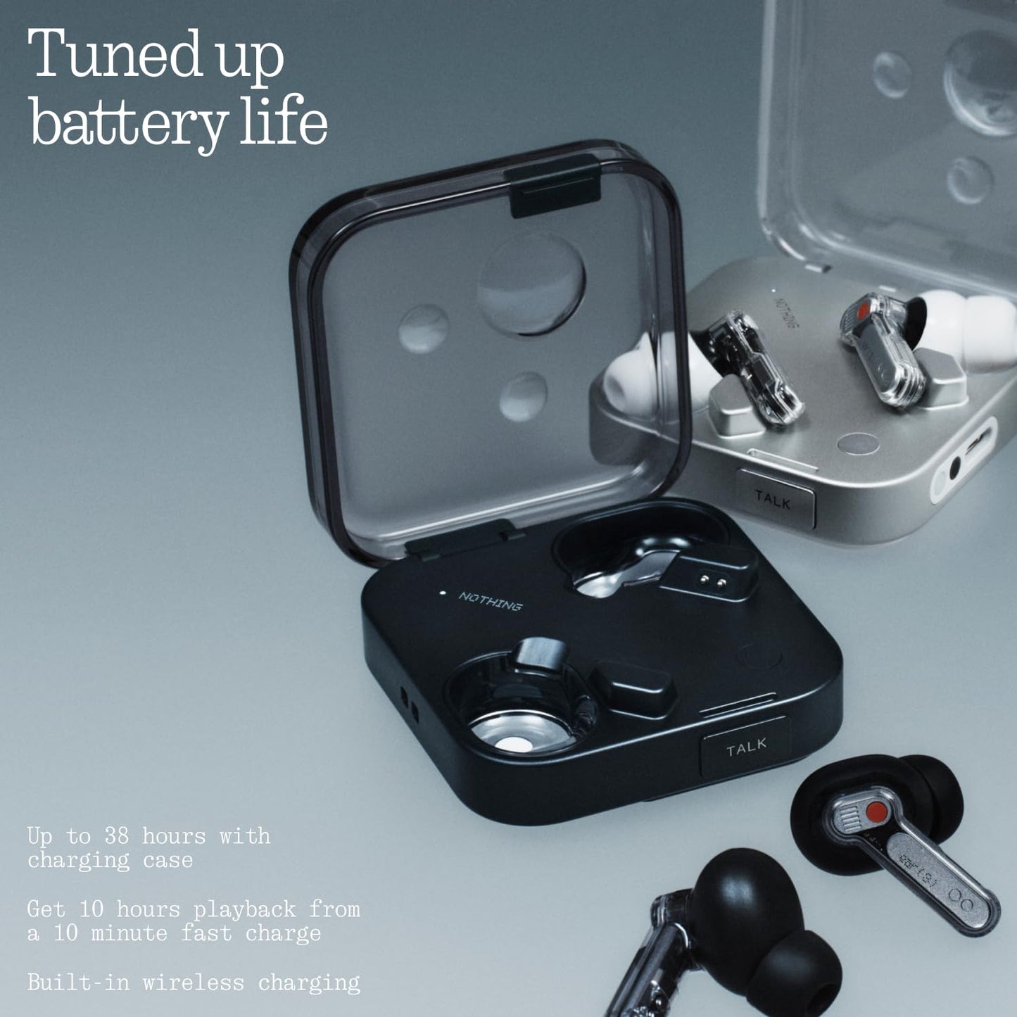 Nothing Ear (3) Wireless In-Ear Headphones, Adaptive Noise Cancellation, LDAC Hi-Res Audio, Super Mic, IP54, Fast Charging, Up to 22 Hours Battery Life, Compatible with Android & iOS - White - B173