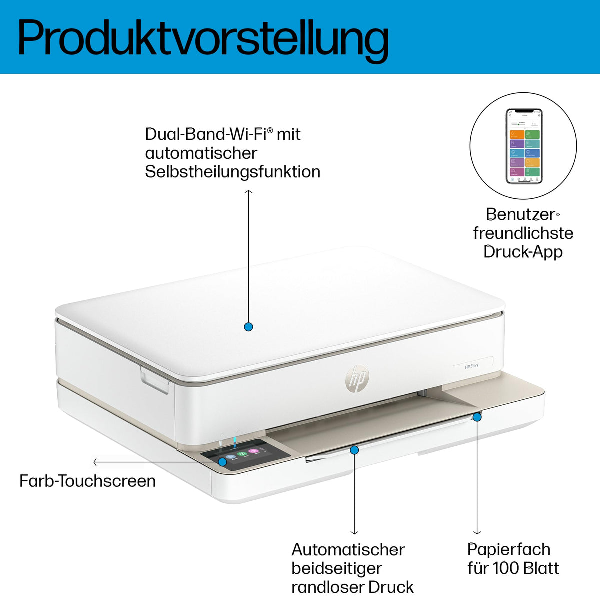 HP Envy 6120e, multifunction printer, 3 months of free printing with Instant Ink included, print, copy, scan, mobile faxing, Wi-Fi, double-sided printing - 714L8B#629