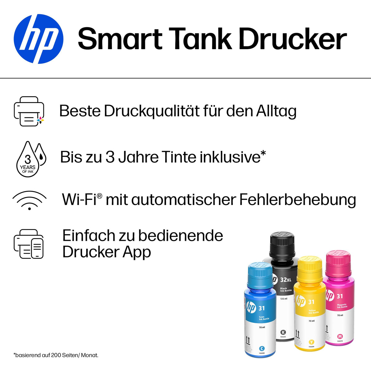 HP Smart Tank 7307 imprimantă multifuncțională 3 în 1 (WLAN; Duplex; ADF) – 3 ani de cerneală inclusă, 3 ani garanție, rezervor de cerneală mare, rază mare, imprimare de înaltă calitate - 941P5A#BHC