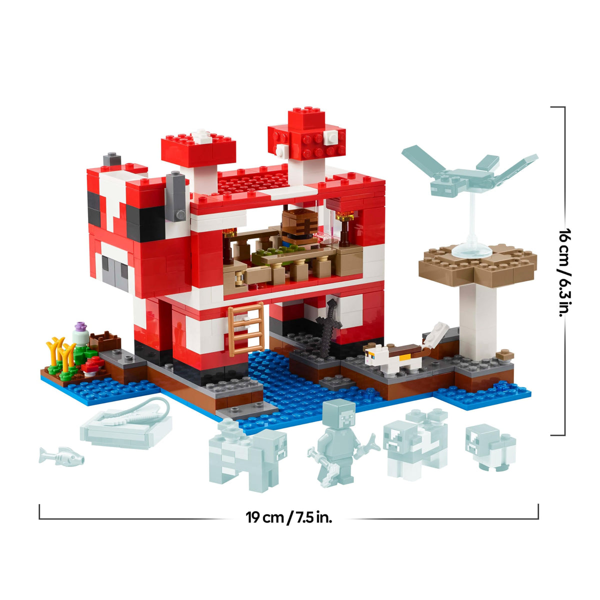 LEGO Minecraft Casa ciupercii - Jucărie de gaming cu figurina Steve, moburi, o masă de lucru și o fermă - Set interactiv de joc - Cadou de gaming pentru fete și băieți de la 8 ani 21270