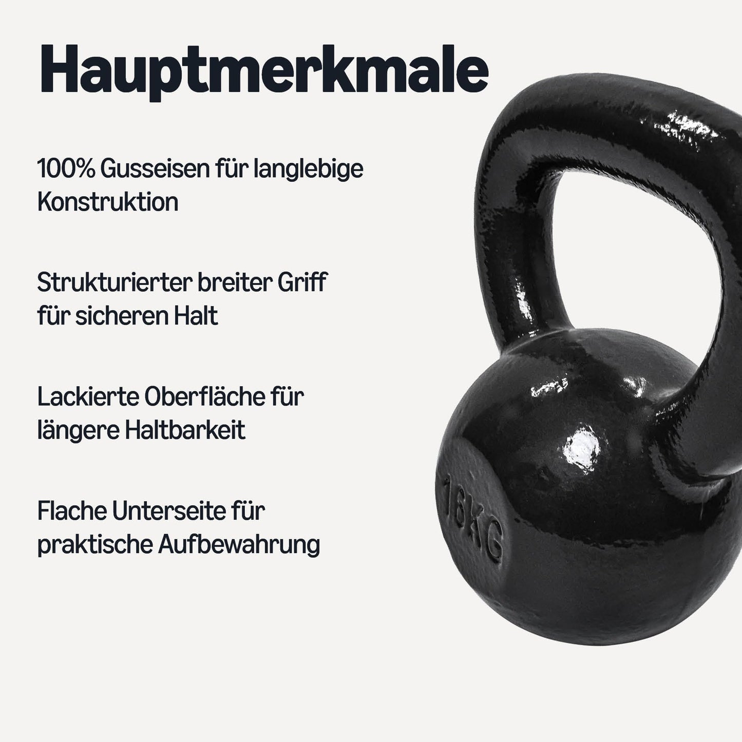 Amazon Basics Cast Iron Kettlebell 16kg Black - CK-16KG