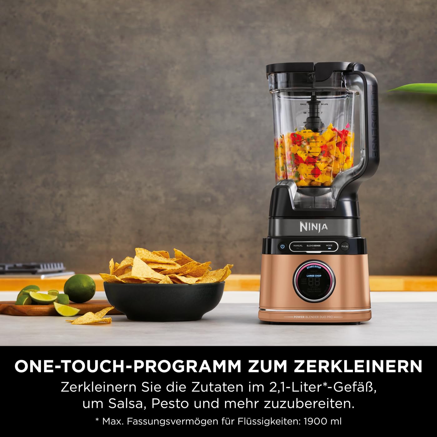 Ninja 2-in-1 Detect Power Mixer Pro & Single Serve, 1200W mixer with jug, & single serve cup, mix smoothies, chop vegetables & mix frozen drinks, copper/black, TB301EUCP