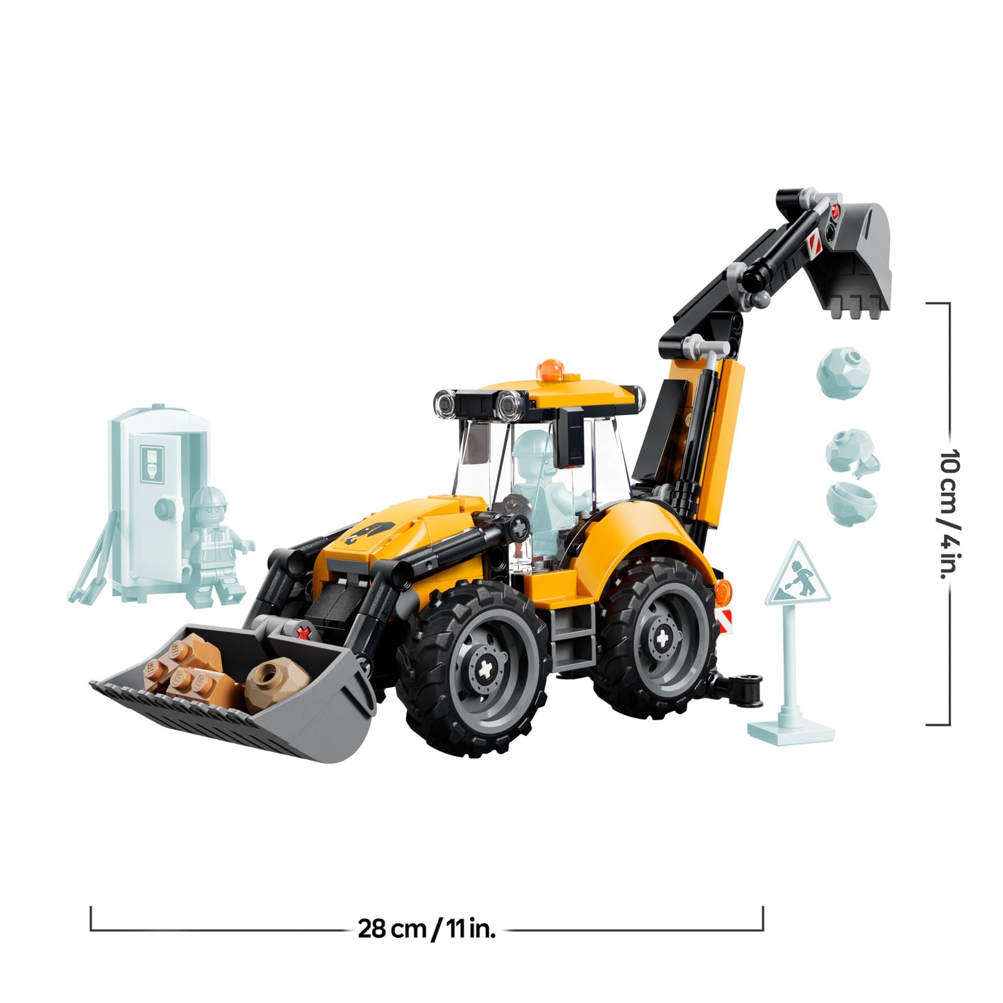 LEGO City Yellow Backhoe Loader - Construction Vehicle Toy - Tractor with 2 Minifigures, Working Front Shovel and Rear Excavator - Birthday Gift for Boys Ages 7 and Up - 60480
