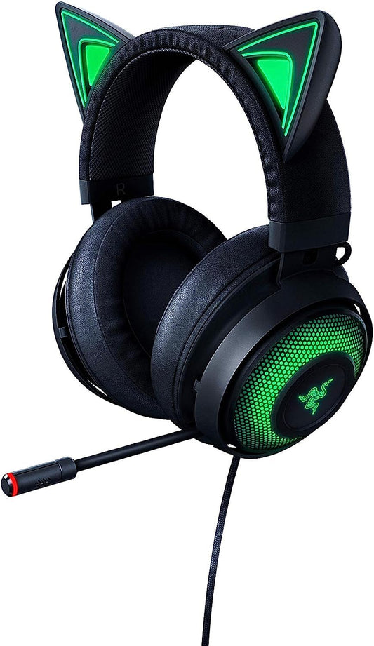 Razer Kraken Kitty - Wired Gaming Cat Ear Headset (customizable RGB Chroma lighting, microphone with active noise cancellation, controls on the ear cup) Black - RZ04-02980100-R3M1