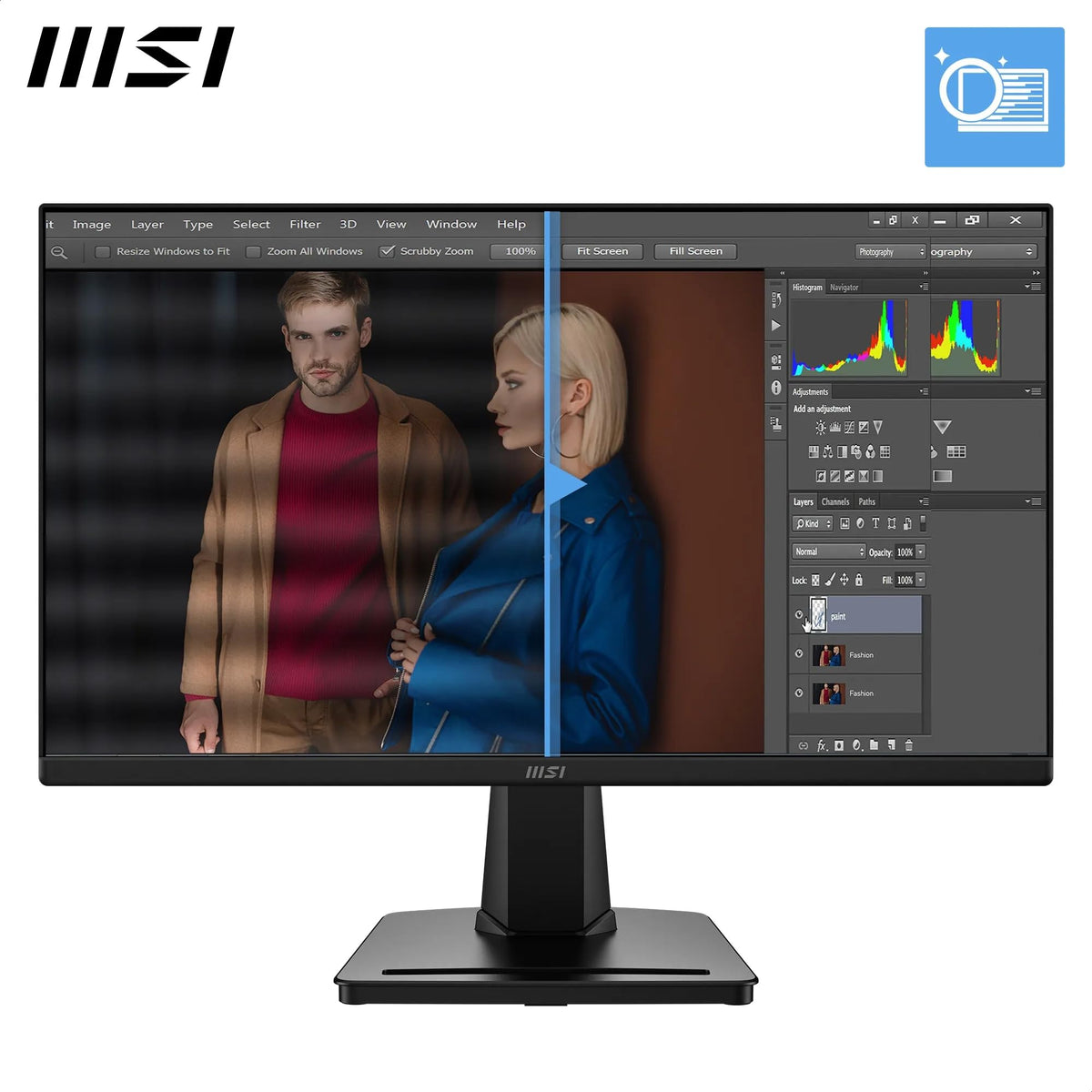 MSI PRO MP225A E12VL Monitor de computer de 22 inch FHD, 1920 x 1080 VA, 144 Hz, 1 ms, Adaptive-Sync, Eye Care, HDMI 1.4b, înclinabil, suport VESA, negru - 4711377402903