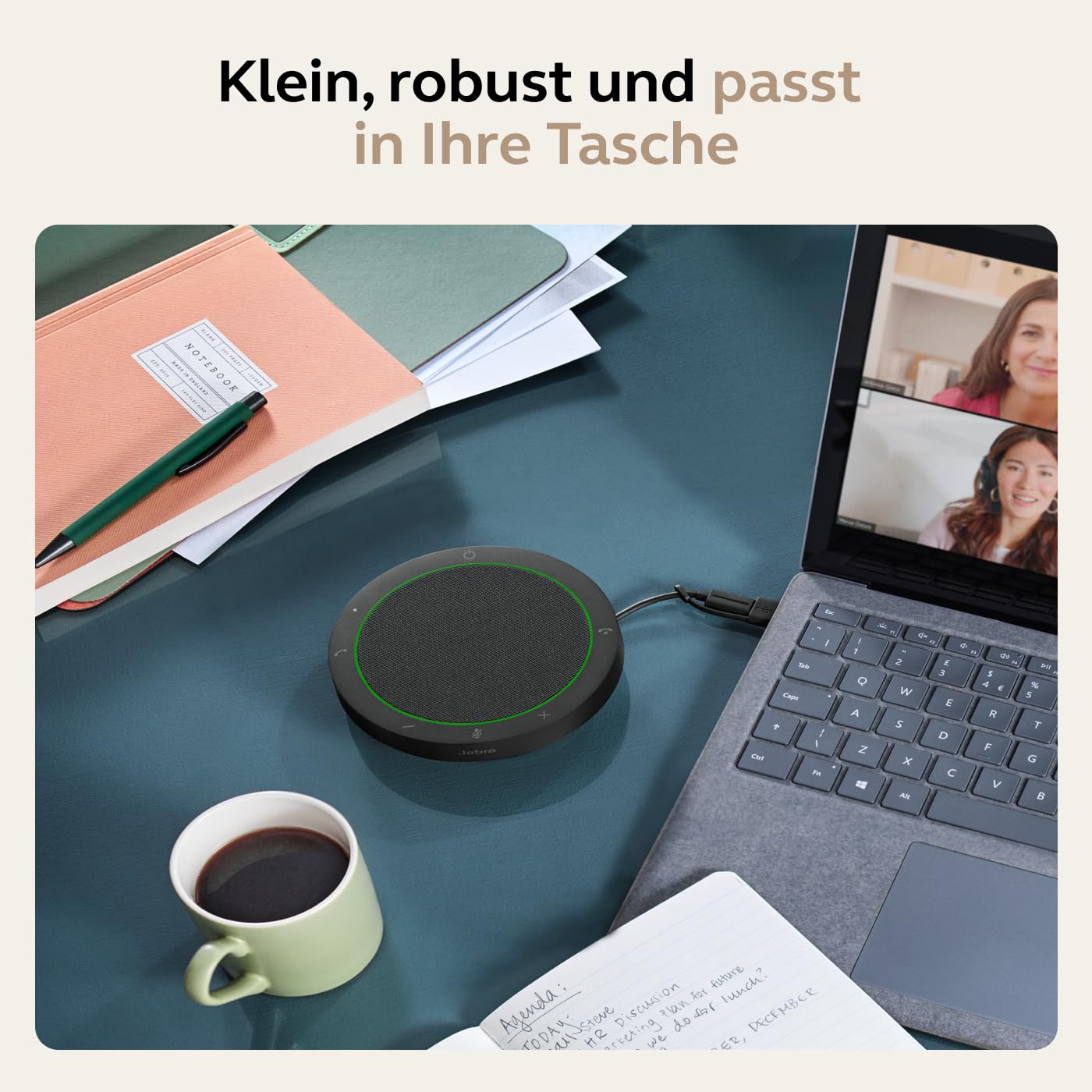 Jabra Speak2 40 Portable Speakerphone, 4 Noise Canceling Microphones, 50mm Full Range Speaker, with USB-A and USB-C, for Zoom and Google Meet Certified, Dark Gray - 2740-209