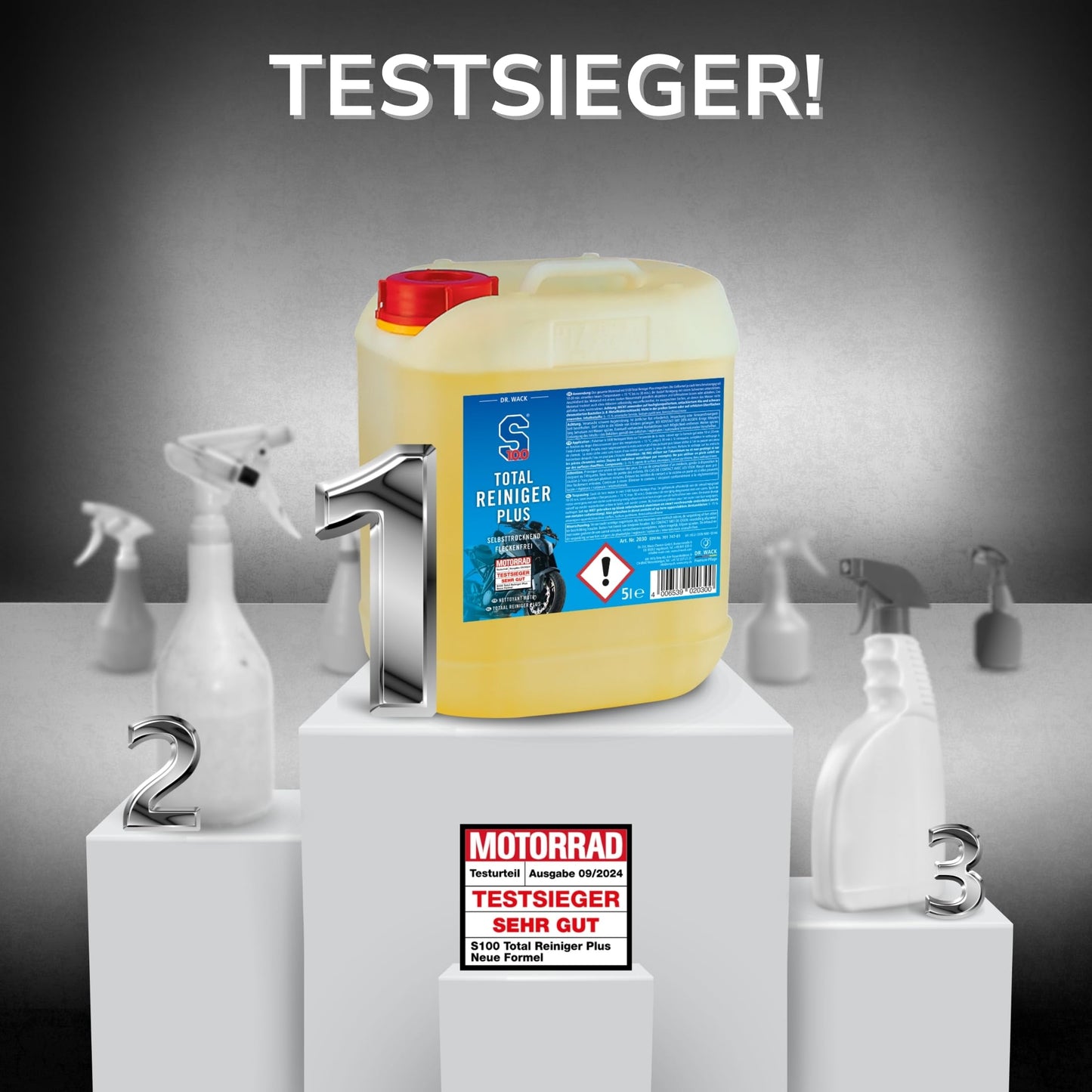 Dr. Wack - S100 Total Cleaner Plus 5 liters - Effective motorcycle cleaner with gel formula - Gentle cleaning of dirt - High yield & cleaning power - High-quality motorcycle care - 2030