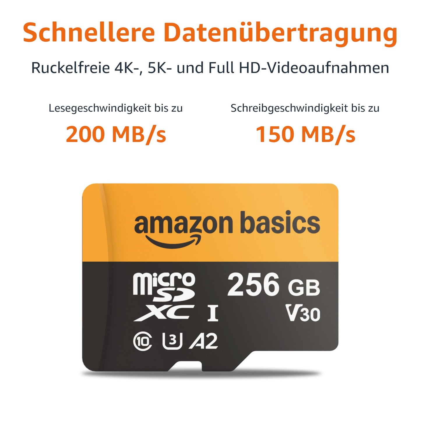Amazon Basics 256GB microSDXC Card with Adapter, Read Speed up to 200MB/s, Pack of 1 - LSMICRO256GU3-H