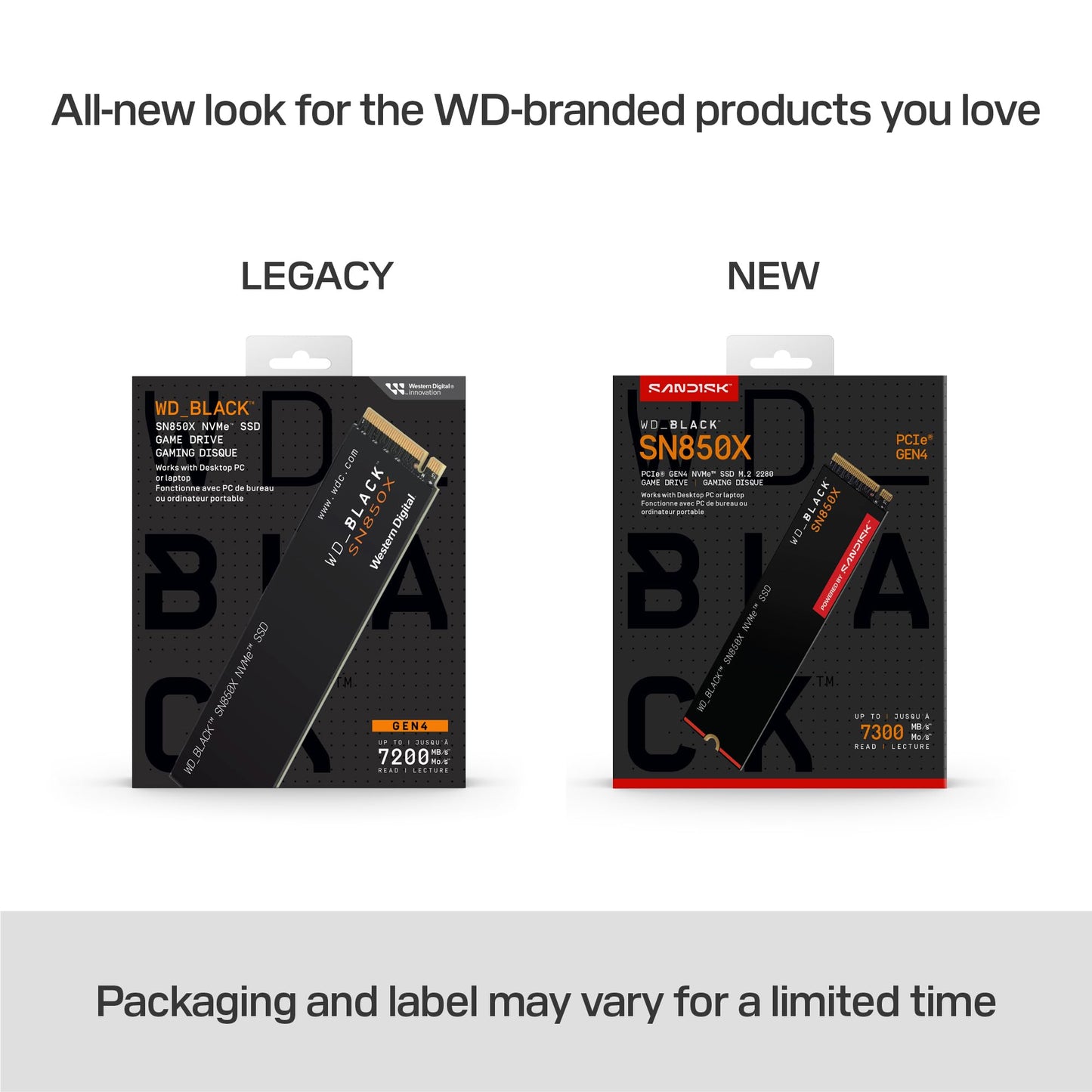 WD_BLACK SN850X NVMe SSD 2TB internal SSD (gaming memory, PCIe Gen4 technology, read 7,300 MB/s, write 6,600 MB/s) black - WDS200T2X0E