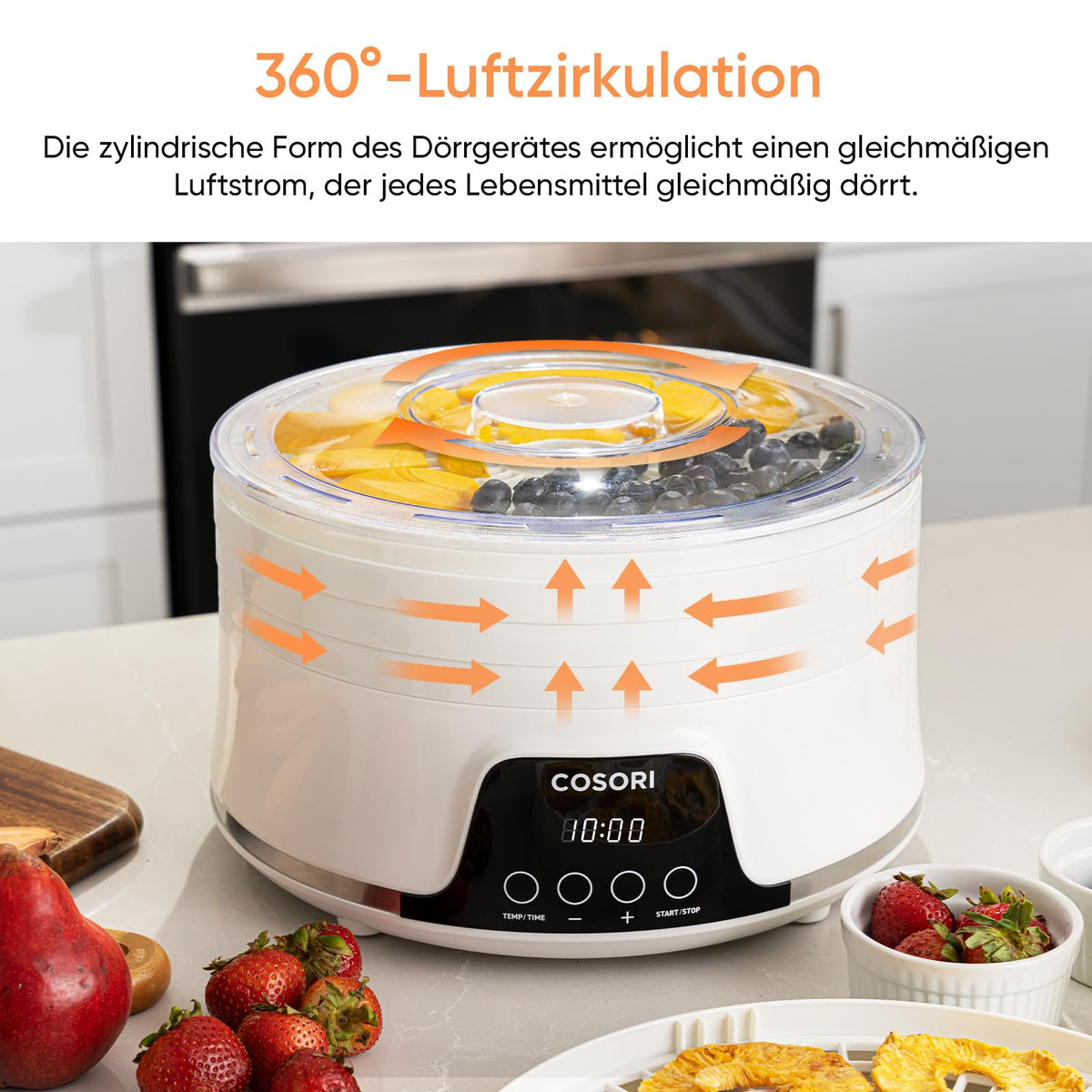 Cosori Dörrautomat, Food Dehydrator, 5 Tabletts, 350W, Alb - 051
