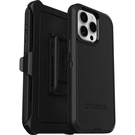 OtterBox Defender Case for iPhone 15 Pro Max, Shockproof Drop Proof Ultra Heavy Duty Protective Case 5X Military Grade Tested Black - 77-92549