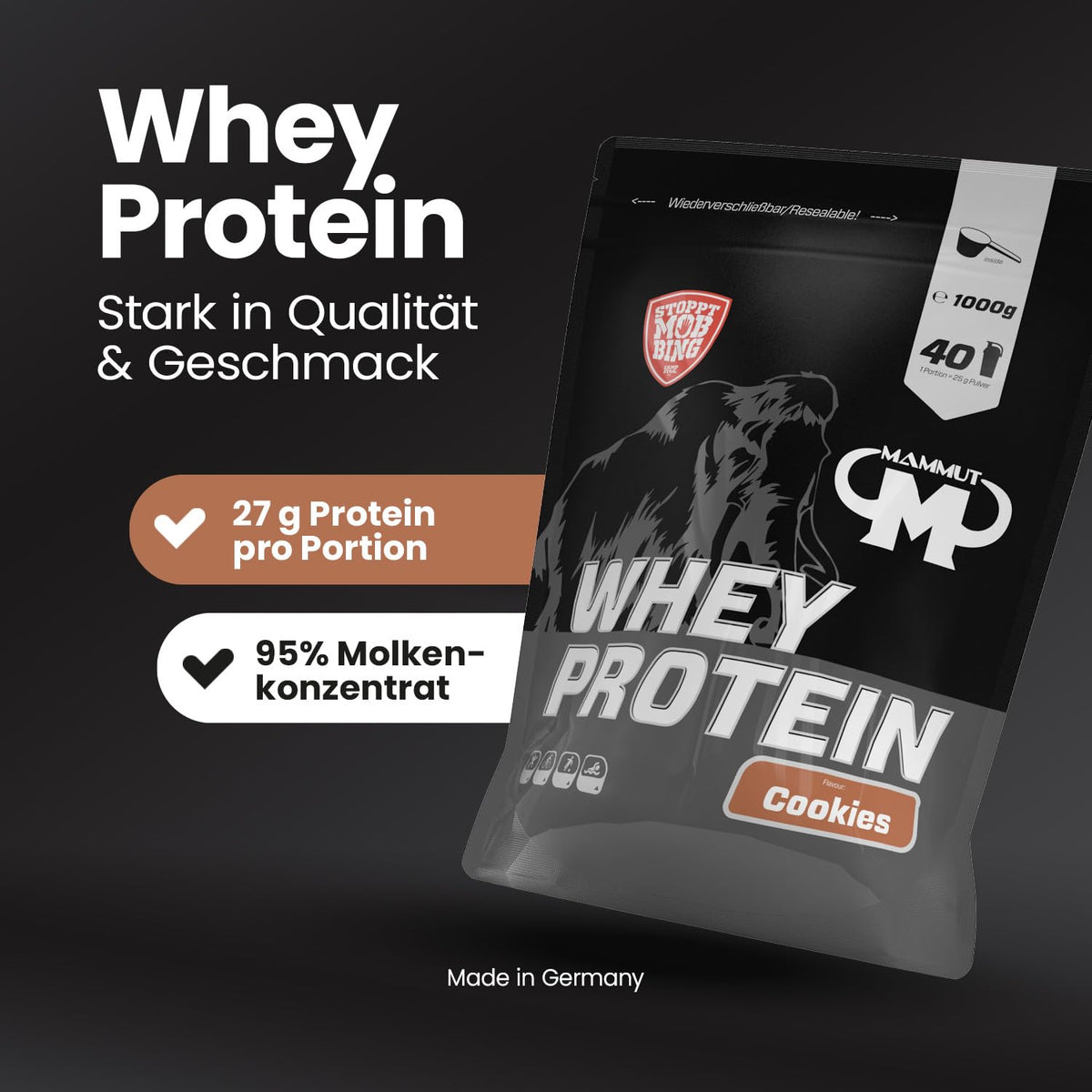 Mammut Nutrition Whey Protein Powder Cookies, 1 kg - 1000704