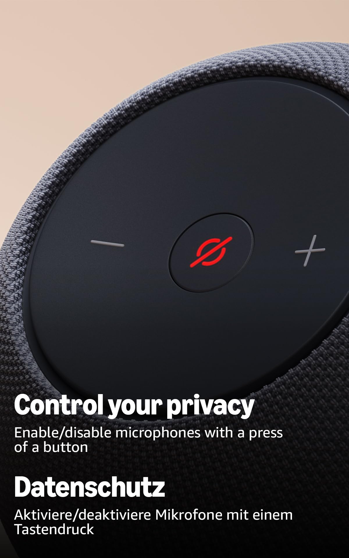 Amazon Echo Dot Max (latest generation), Alexa speaker with room-filling sound and integrated smart home hub, international version, graphite - MA49CA
