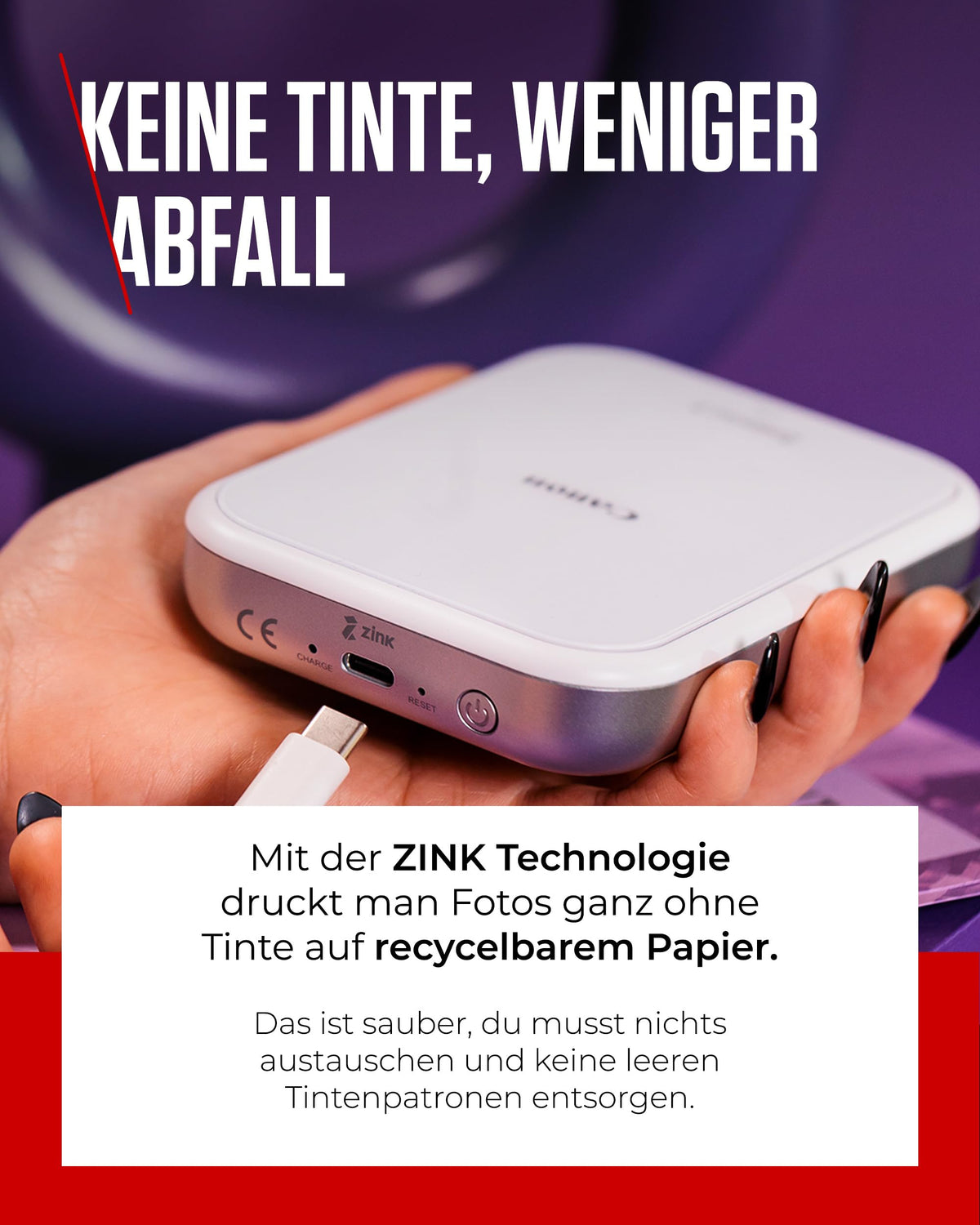 Canon ZOEMINI 2 Mini Fotodrucker pentru telefon + 20 de autocolante + 10 autocolante circulare - 5452C007