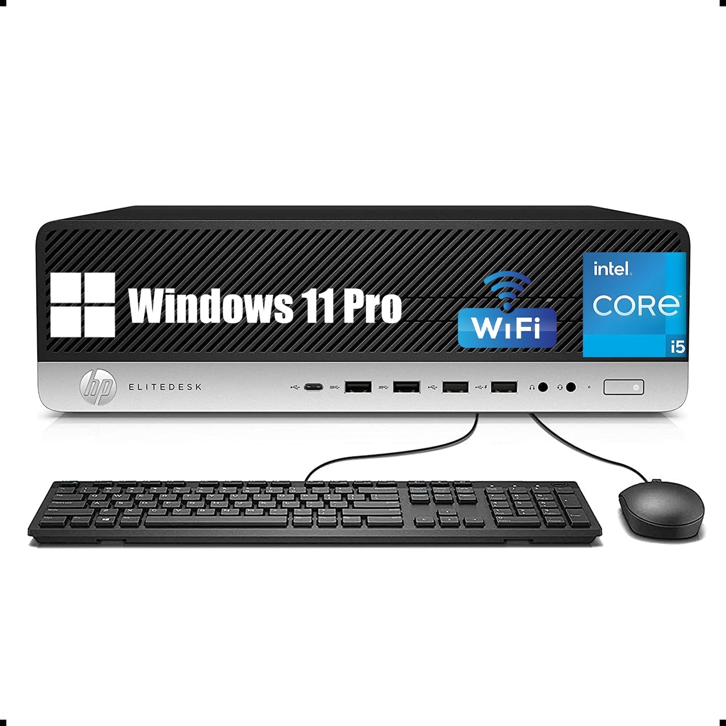 HP EliteDesk 800 G3 SFF Desktop Computer PC, Intel Core i5-6600, 8GB RAM, 256GB SSD, WiFi, Bluetooth, US QWERTY Keyboard, Windows 11 Pro (Refurbished)