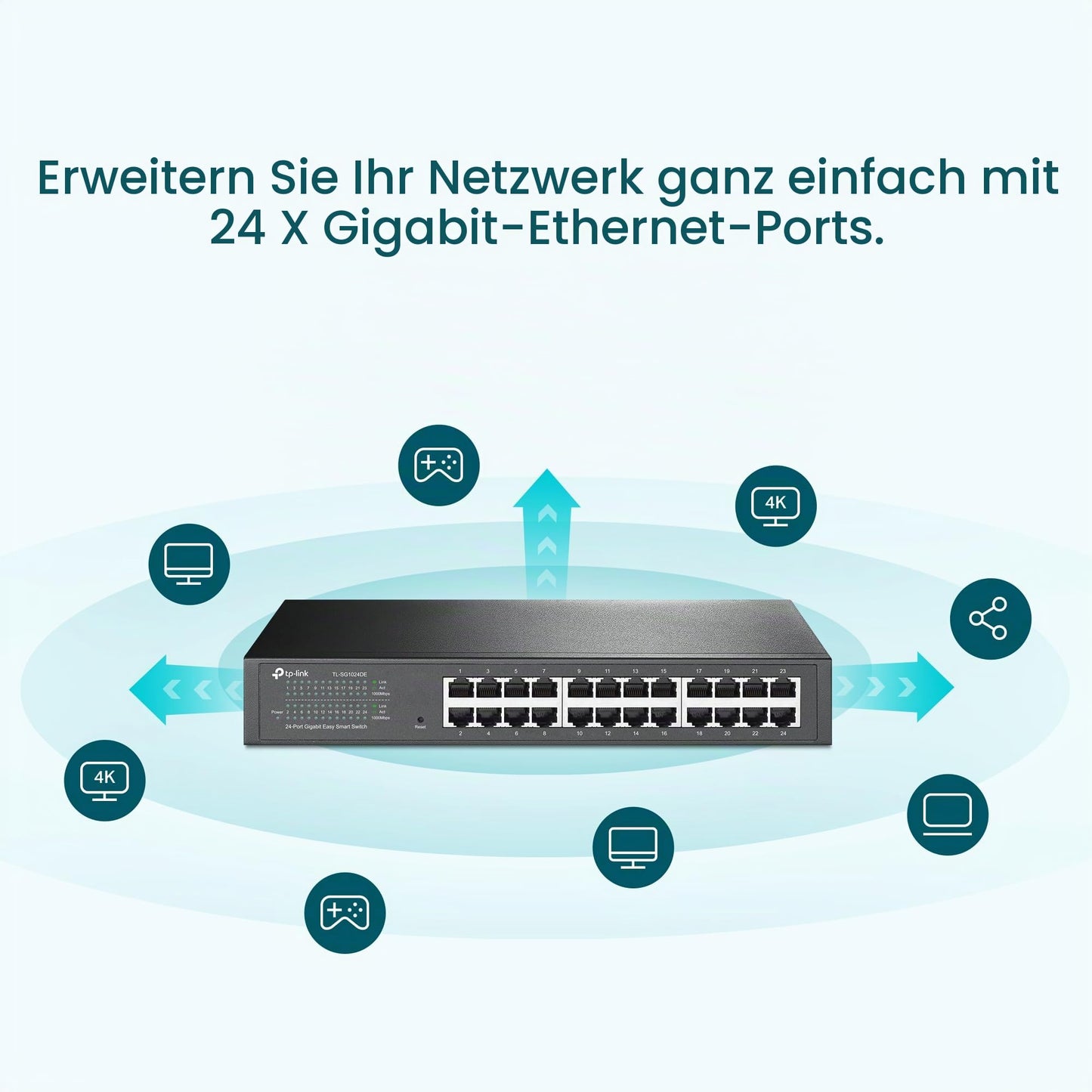 TP-Link TL-SG1024DE 24 Port Gigabit Network Managed Switch (Rackmount, 24*RJ-45 Ports, Metal Housing, IGMP Snooping, Plug-and-Play, Black