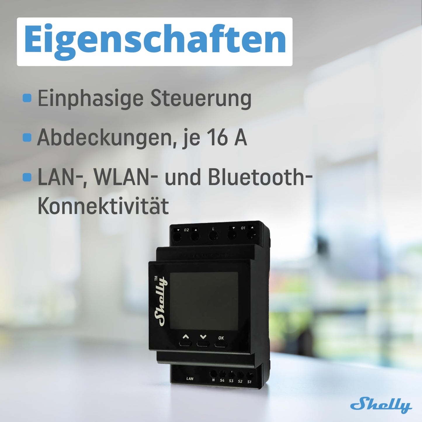 Shelly Pro Dual Cover/Shutter PM | LAN & WLAN Professional DIN Rail Smart Blinds Controller - 16 A | Home automation | No Hub Required | Alexa & Google Home | Performance measurement - 3800235268124