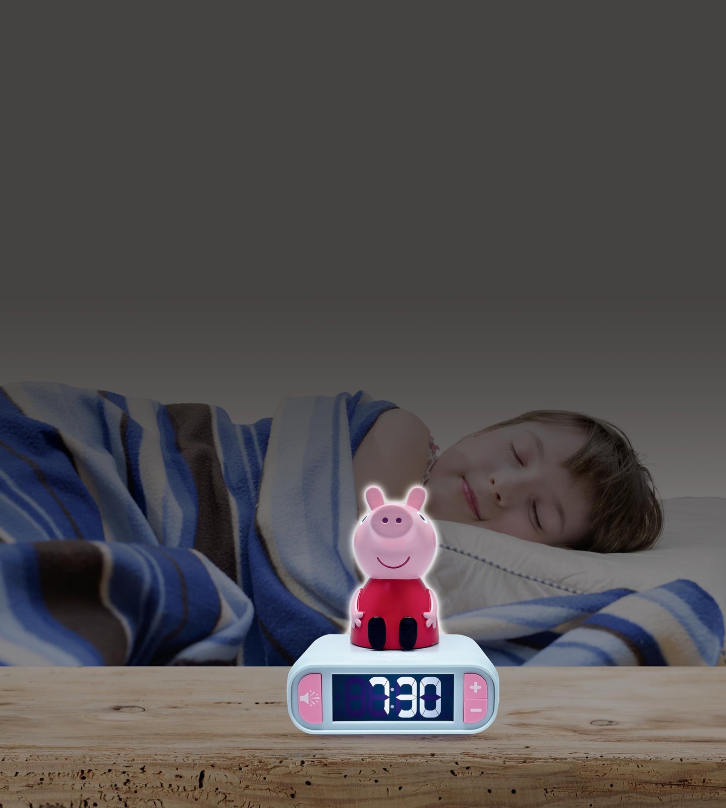 Lexibook, Peppa Pig, Peppa Pig Night Light Alarm Clock, Sounds and Melodies, Backlit LCD Display, Luminous, Snooze, RL800PP.