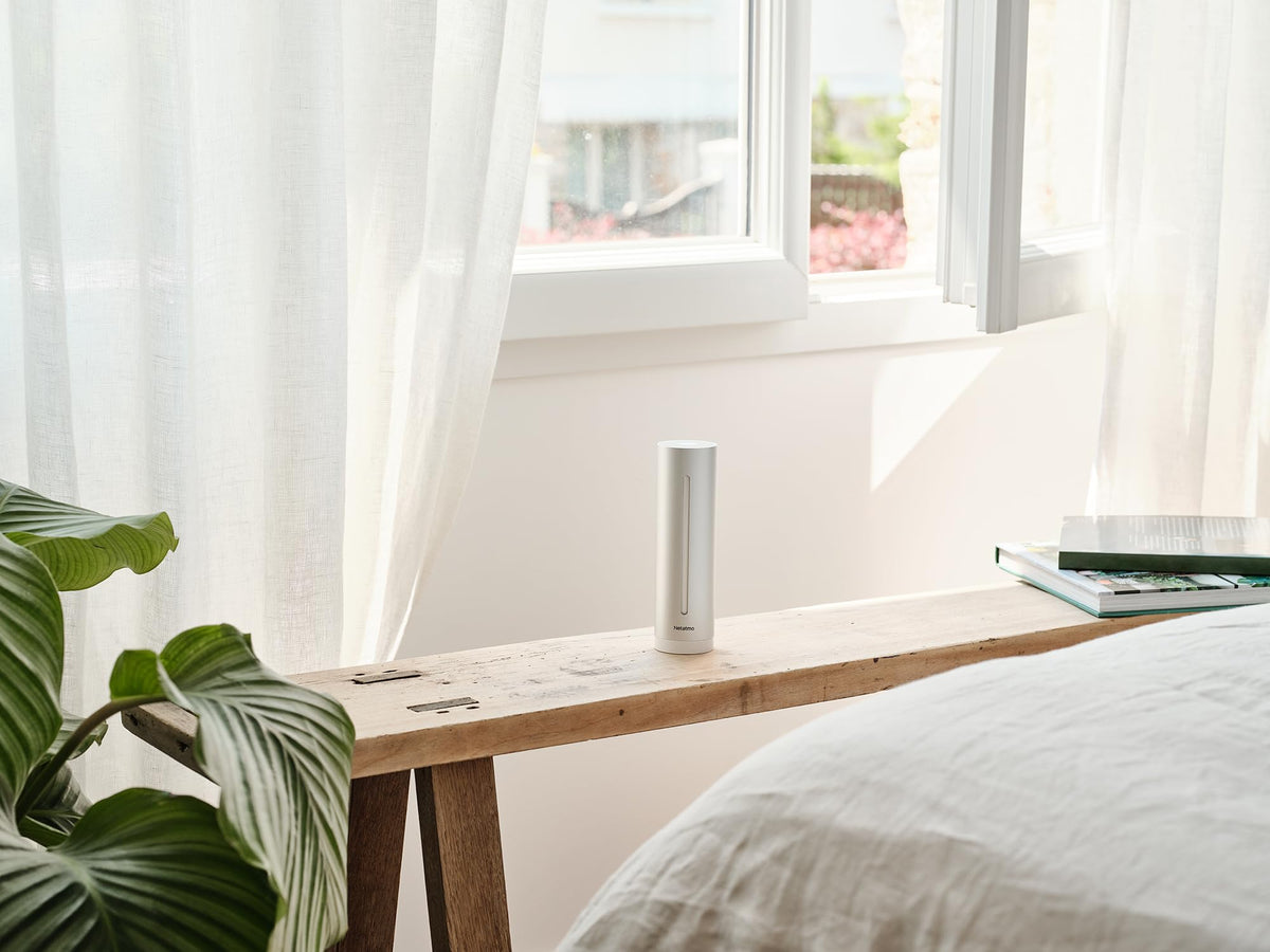 Netatmo Stație Meteo Interioară și Exterioară cu senzor exterior wireless + modul suplimentar, compatibil cu Amazon Alexa, Google Home și Apple HomeKit, NBU-NWS-NIM-EU