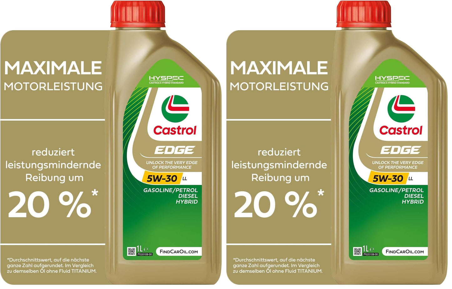 Castrol EDGE 5W-30 LL Longlife Motor Oil, 1L (Pack of 2) - 15F7DA