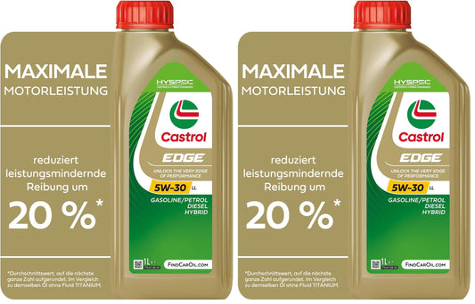 Castrol EDGE 5W-30 LL Longlife Motor Oil, 1L (Pack of 2) - 15F7DA