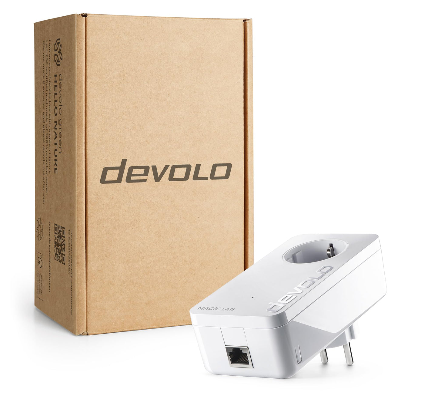 devolo Magic 1 LAN expansion adapter, LAN powerline adapter, up to 1,200 Mbit/s, 1x Gigabit LAN connection, ideal for home office, dLAN 2.0, white - 8410