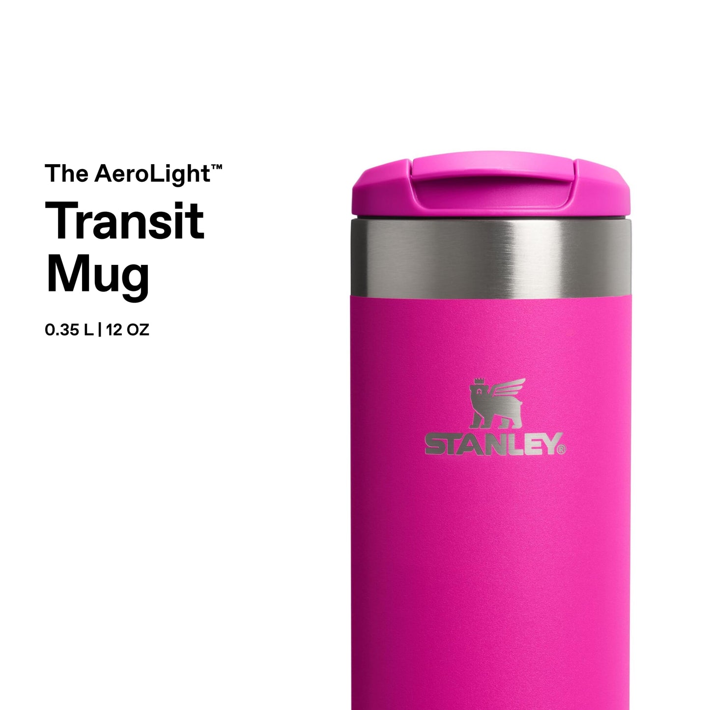 Stanley 1913 Aerolight Transit Thermo Mug 0.35L - Keeps Hot for 4 Hours - Dishwasher Safe - Coffee Mug To Go Leak-Proof - Compatible with Common Car Drink Holders - Violet Blossom - 100000112461