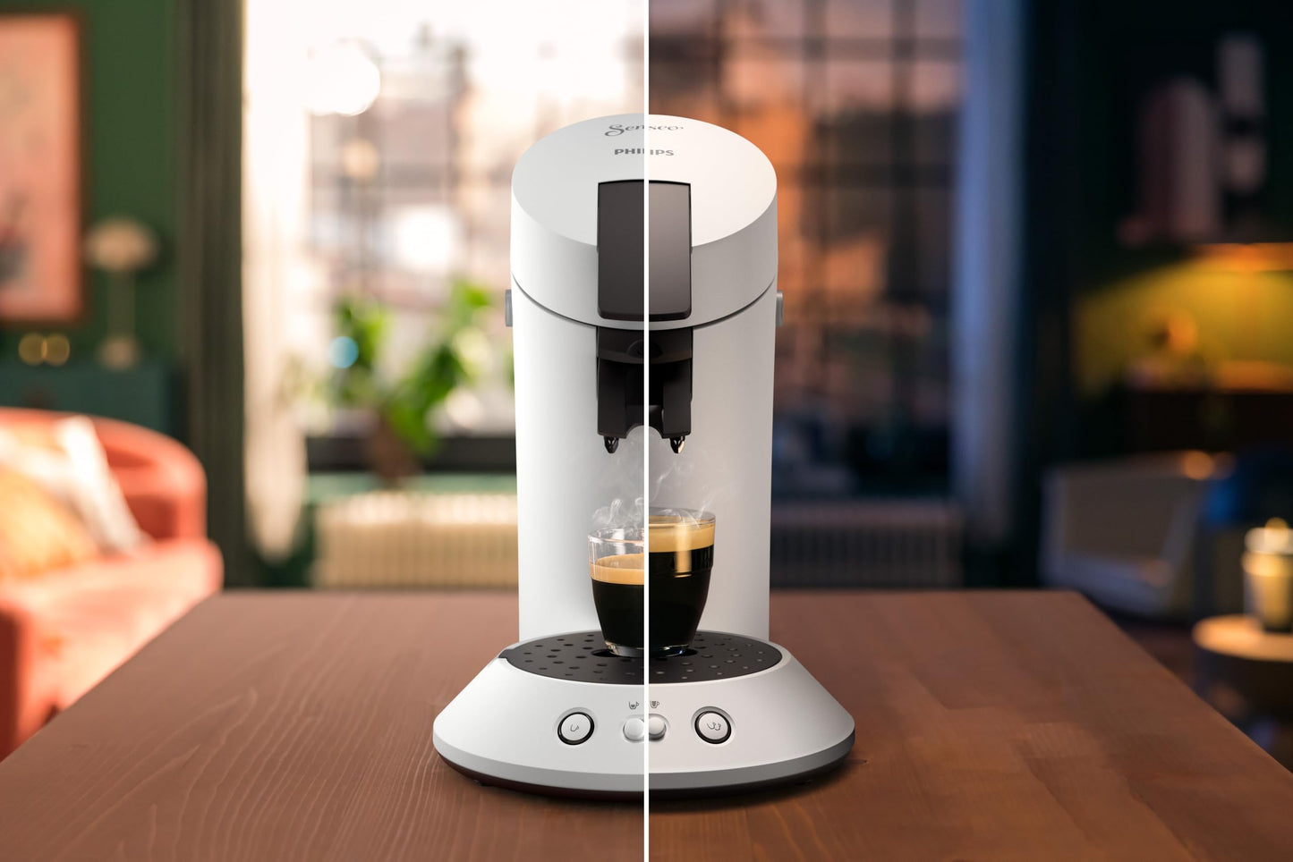 Philips Senseo Original Plus coffee pad machine (choice of coffee strength, coffee boost technology, made of recycled plastic), white CSA210/10