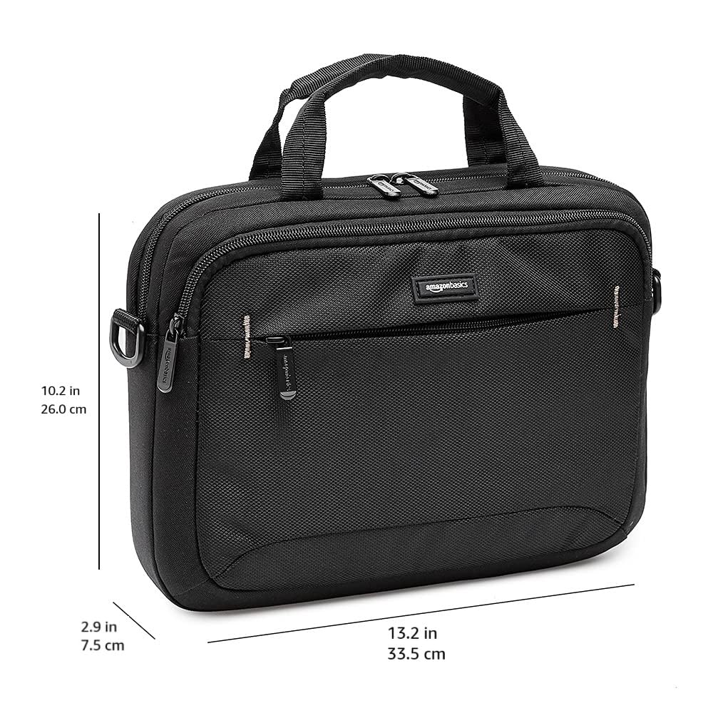 Geanta pentru laptop Amazon Basics cu buzunar frontal și curea pentru bagaje, pentru laptopuri de până la 11,6 inch (29,5 cm), neagră, set de 10 bucăți - NC1305222R1