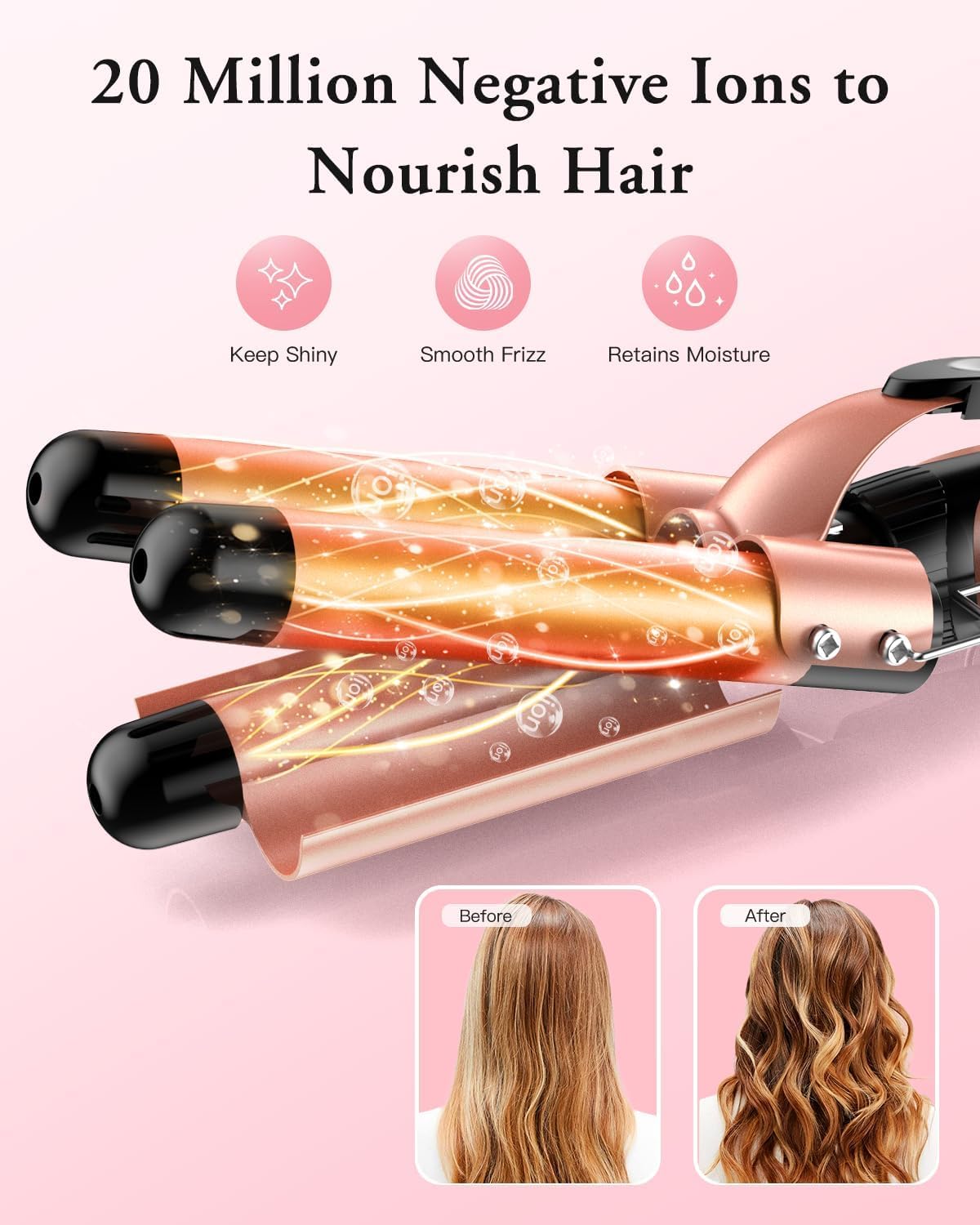 5 in 1 curling iron set, BESTOPE PRO 5 in 1 curling iron set with straightening iron with 3-fold hair curler for women, quickly heating curling iron for all hair types - MD-J18