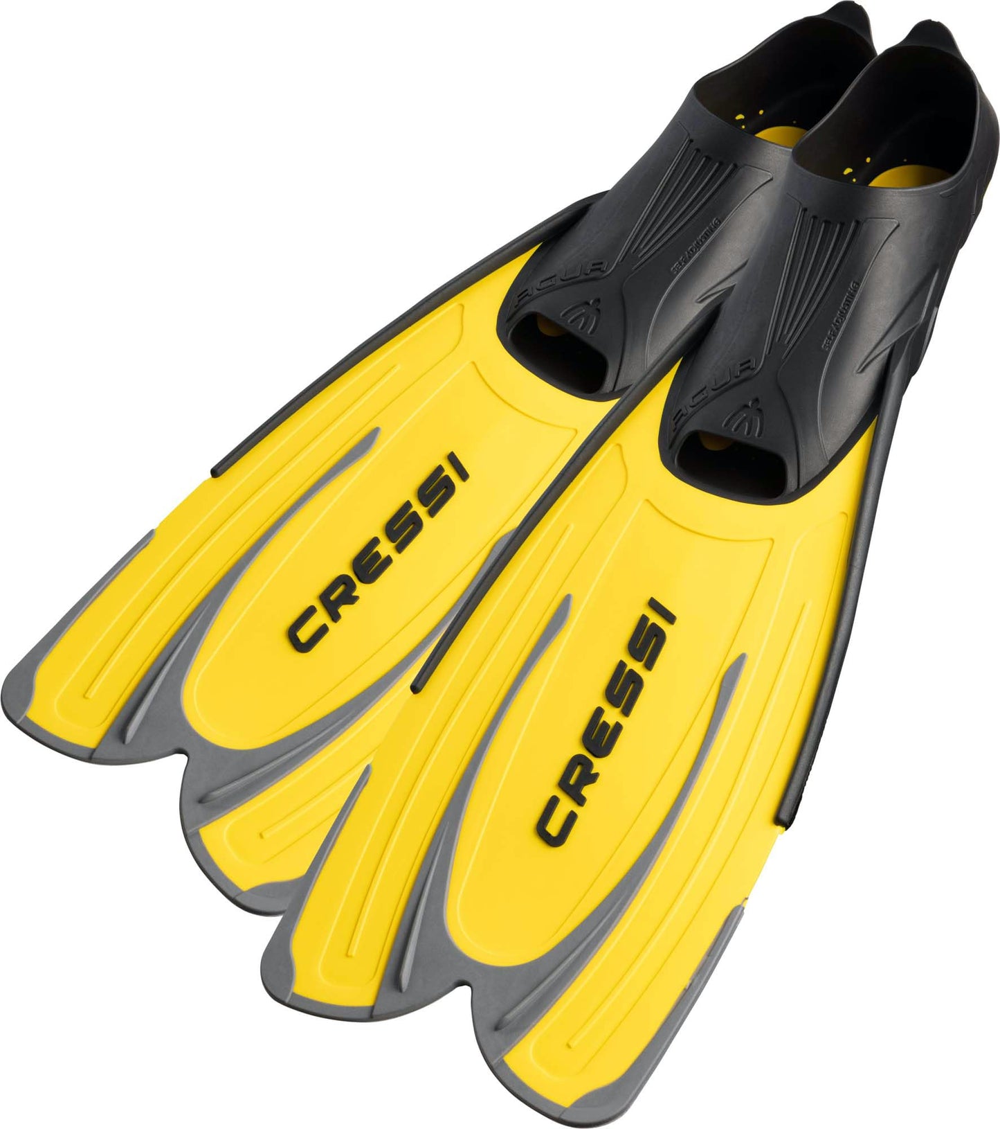 Cressi Agua Fins Swimming Fins - Adjustable Foot Section for Diving - Ergonomic Short Fins Adults & Children - Durable Fin Material - Yellow - 37/38 - CA206343