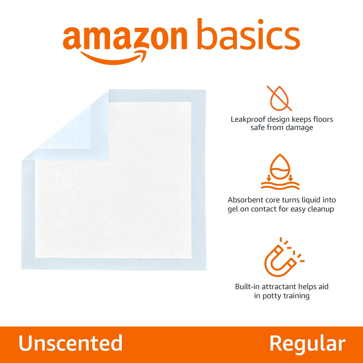 Amazon Basics Puppy Pads for Dogs, 5-Layer Leak-Proof Design, 100 Pieces, Blue - TRP100R