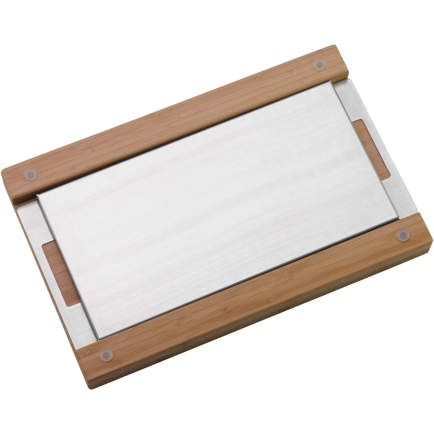 WMF bread cutting board with crumb catcher, cutting board with drip tray 44 x 27 x 4.8 cm, wooden cutting board with crumb tray, bamboo, grid shape, gentle on blades - 1892014500