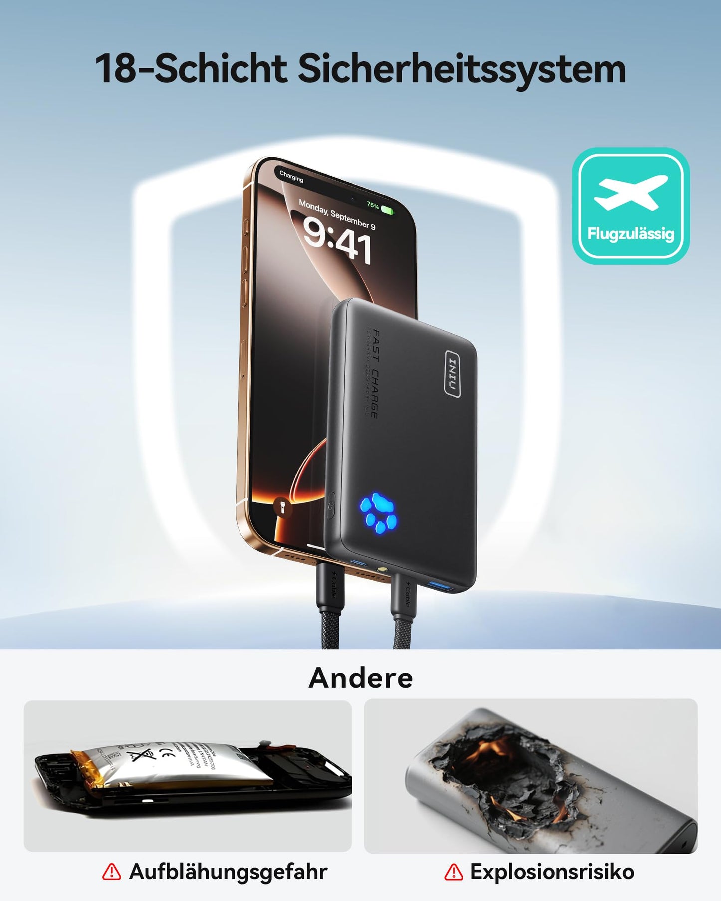 INIU Power Bank, 45W 10000mAh Power Bank Lightest and Small But Strong (USB C In & Out), PD3.0 External Mobile Phone Batteries with Flashlight, Compatible with iPhone 17 16 15 Pro Max Mini Samsung S24 S23, iPad - P41