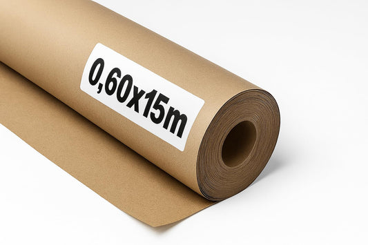 OFITURIA natural brown kraft paper 70 g/m² - roll 0.60x15 m - pack of 3 rolls - recycled paper for packaging, crafts and decoration - tear-resistant - suitable for acrylic and oil paints - COM620